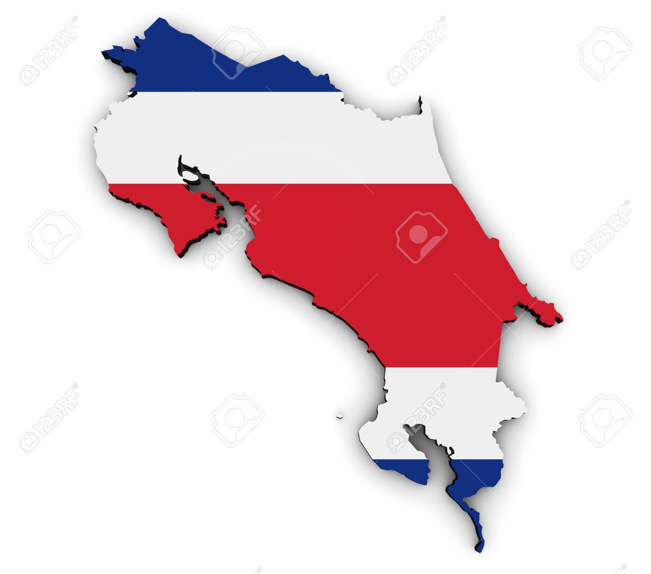 Costa Rica Form Und Karte Mit Dem Costa Rica Flagge Symbol 3d Darstellung Auf Weissem Hintergrund Lizenzfreie Fotos Bilder Und Stock Fotografie Image 57627099