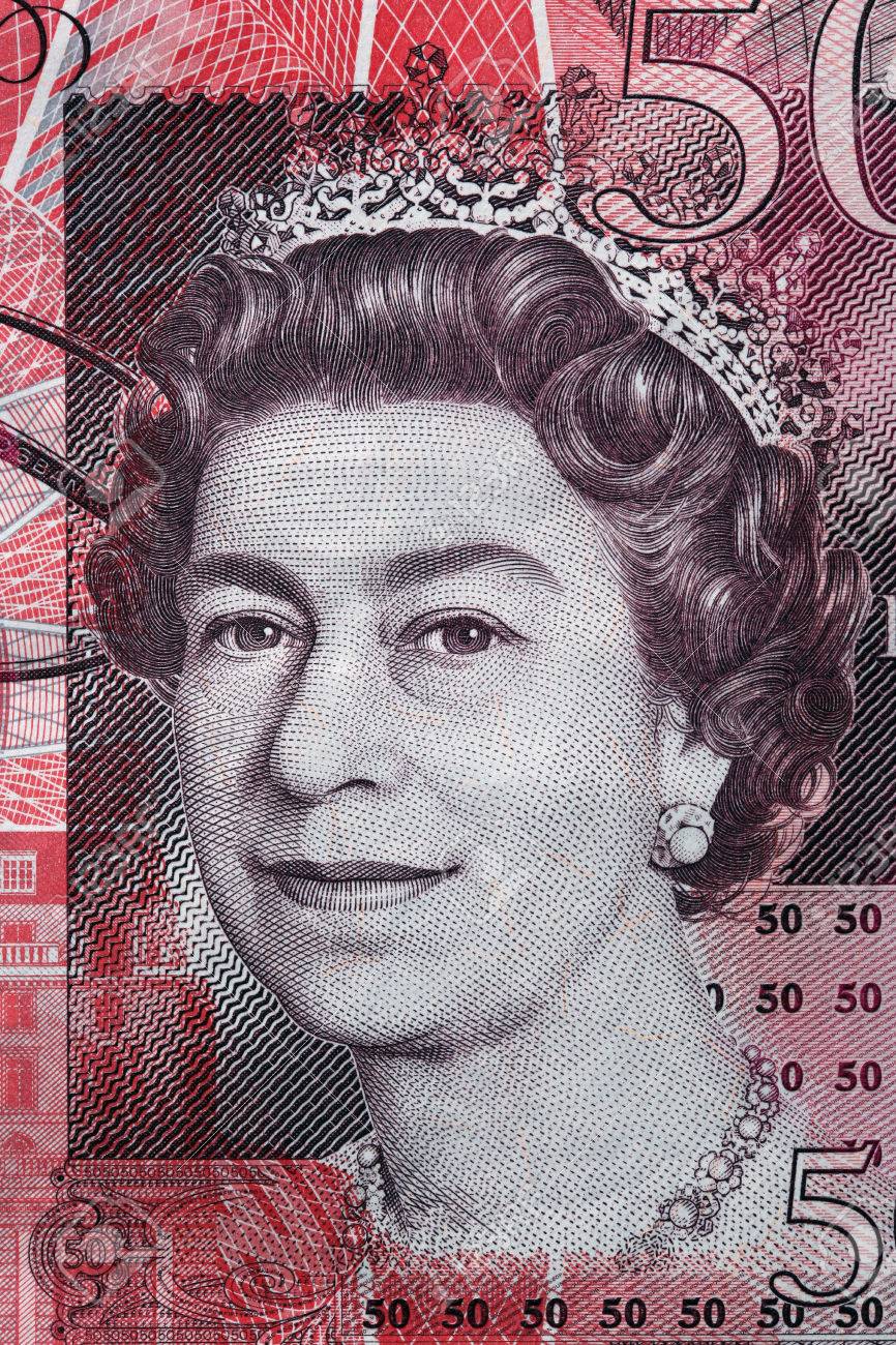 50 ポンド ポンド紙幣に女王エリザベス 2 世の肖像画 英国の通貨 の写真素材 画像素材 Image