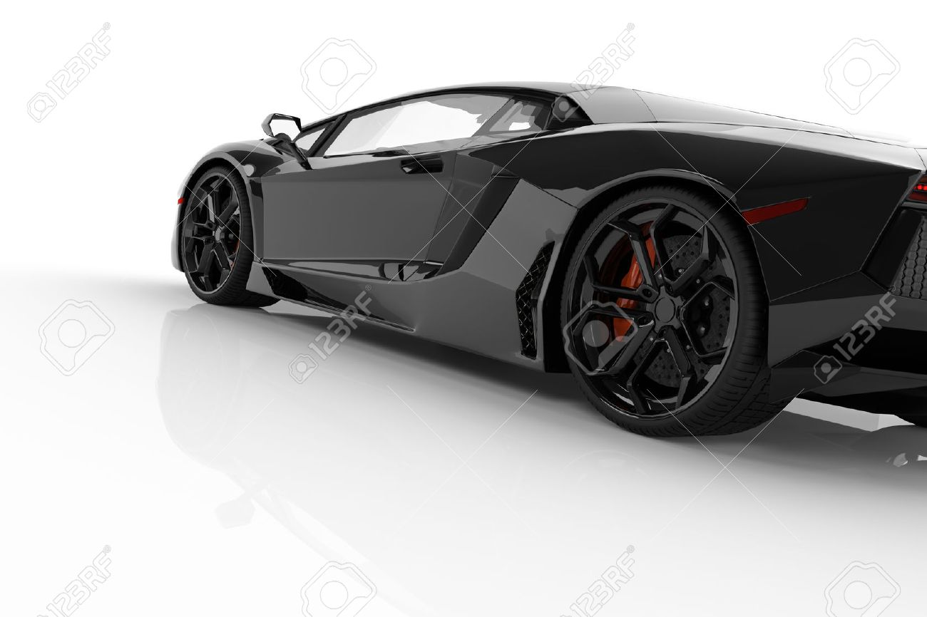 Black fast sports car on white background studio. Shiny, new, luxurious. 3D rendering - 64703049 Black fast sports car on white background studio. Shiny, new, luxurious. 3D rendering - 64703049