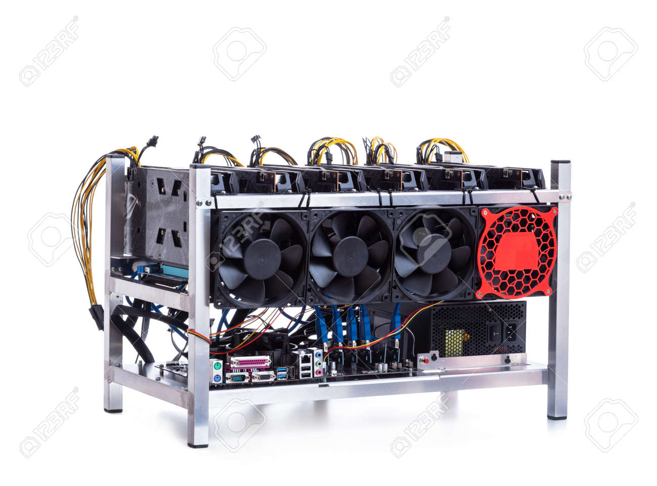 Bitcoin And Cryptocurrency Miner - A Mining Computer Isolated On White.  Stock Photo, Picture and Royalty Free Image. Image 159652620.