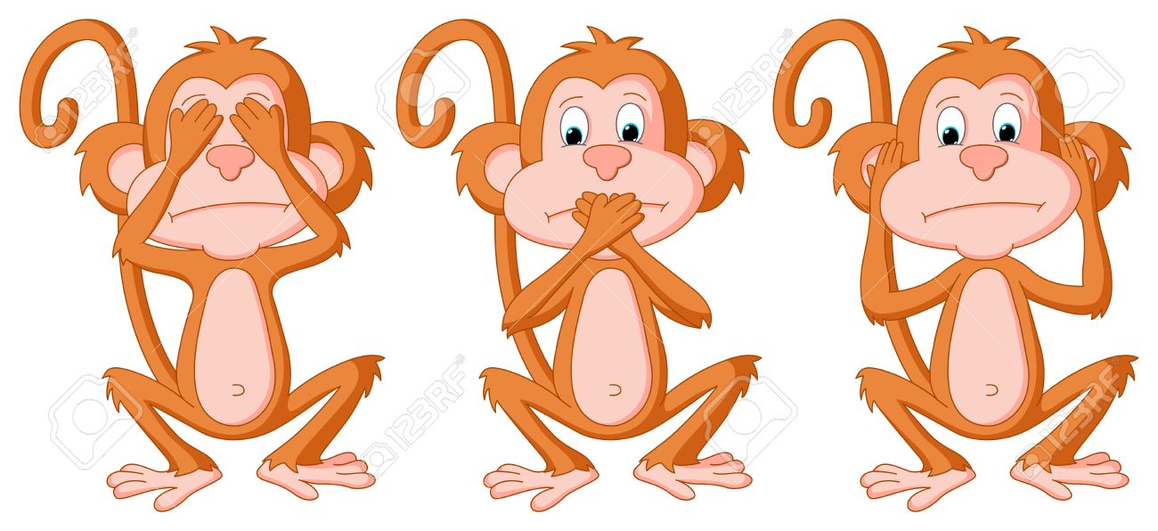 this is a set of 3 cartoon monkeys in different poses this is