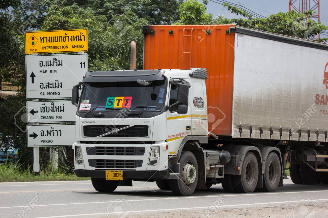 Chiangmai, Thailand - August 3 2018: Trailer Container Cargo Truck of STT Transport. Photo at road no.1001 about 8 km from city center, thailand. - 108886818 Chiangmai, Thailand - August 3 2018: Trailer Container Cargo Truck of STT Transport. Photo at road no.1001 about 8 km from city center, thailand. - 108886818