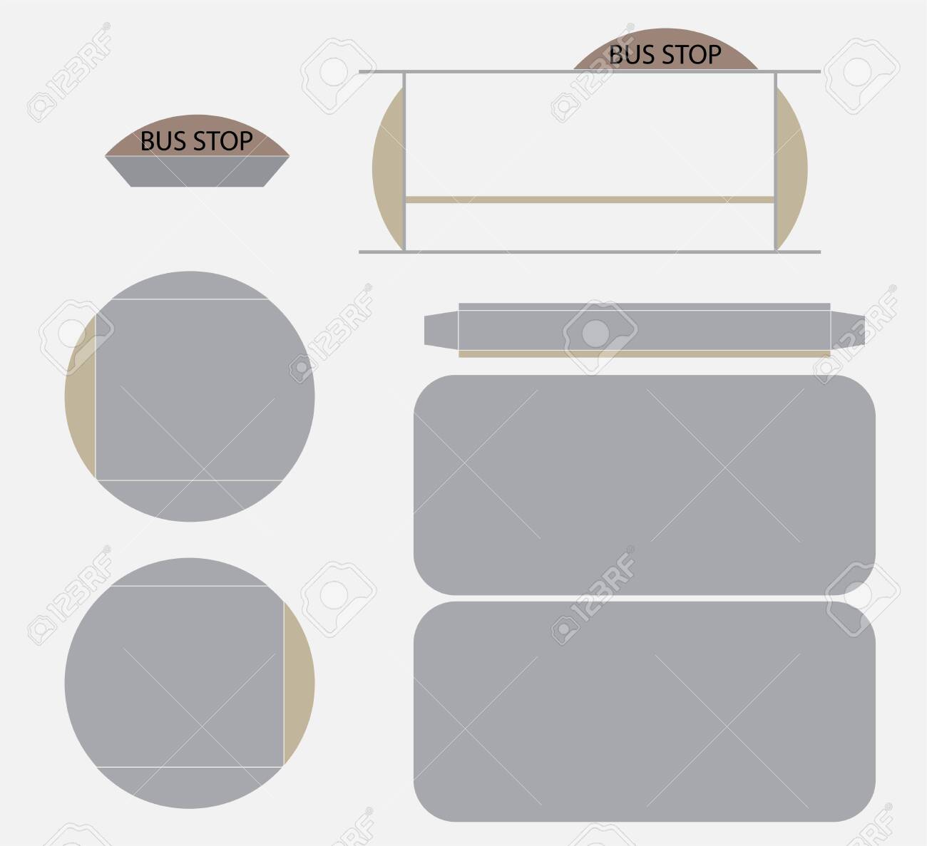 Bus Stop Paper Model Vector Cut And Glueのイラスト素材 ベクタ Image