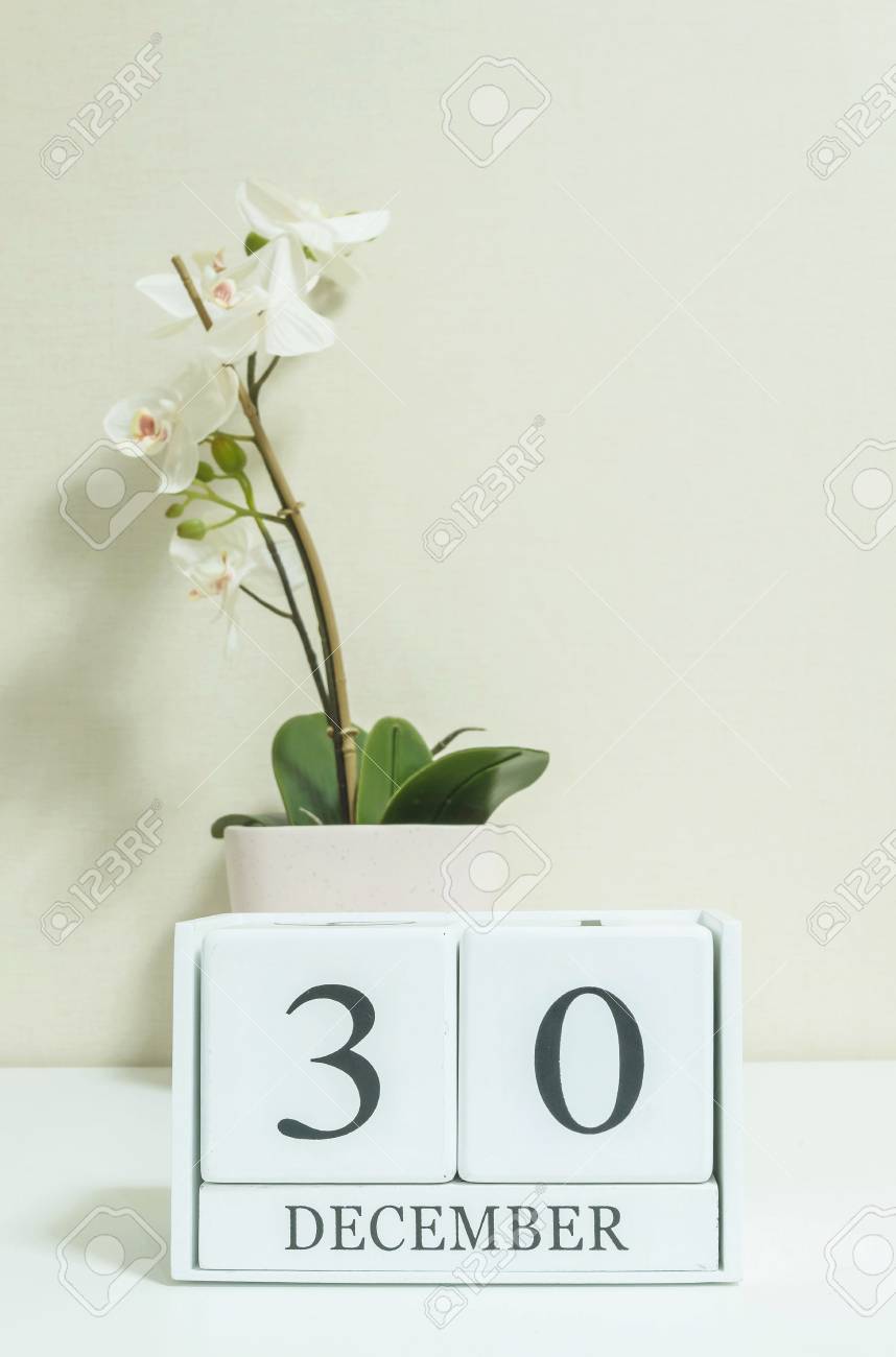 Closeup White Wooden Calendar With Black 30 December Word With Stock Photo Picture And Royalty Free Image Image