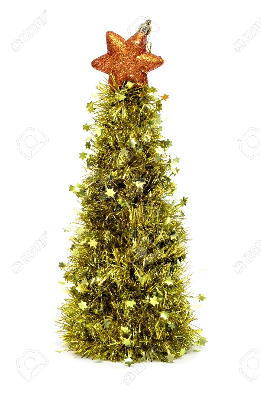 A Tinsel Christmas Tree With A Star On The Top Stock Photo Picture And Royalty Free Image Image 11549654