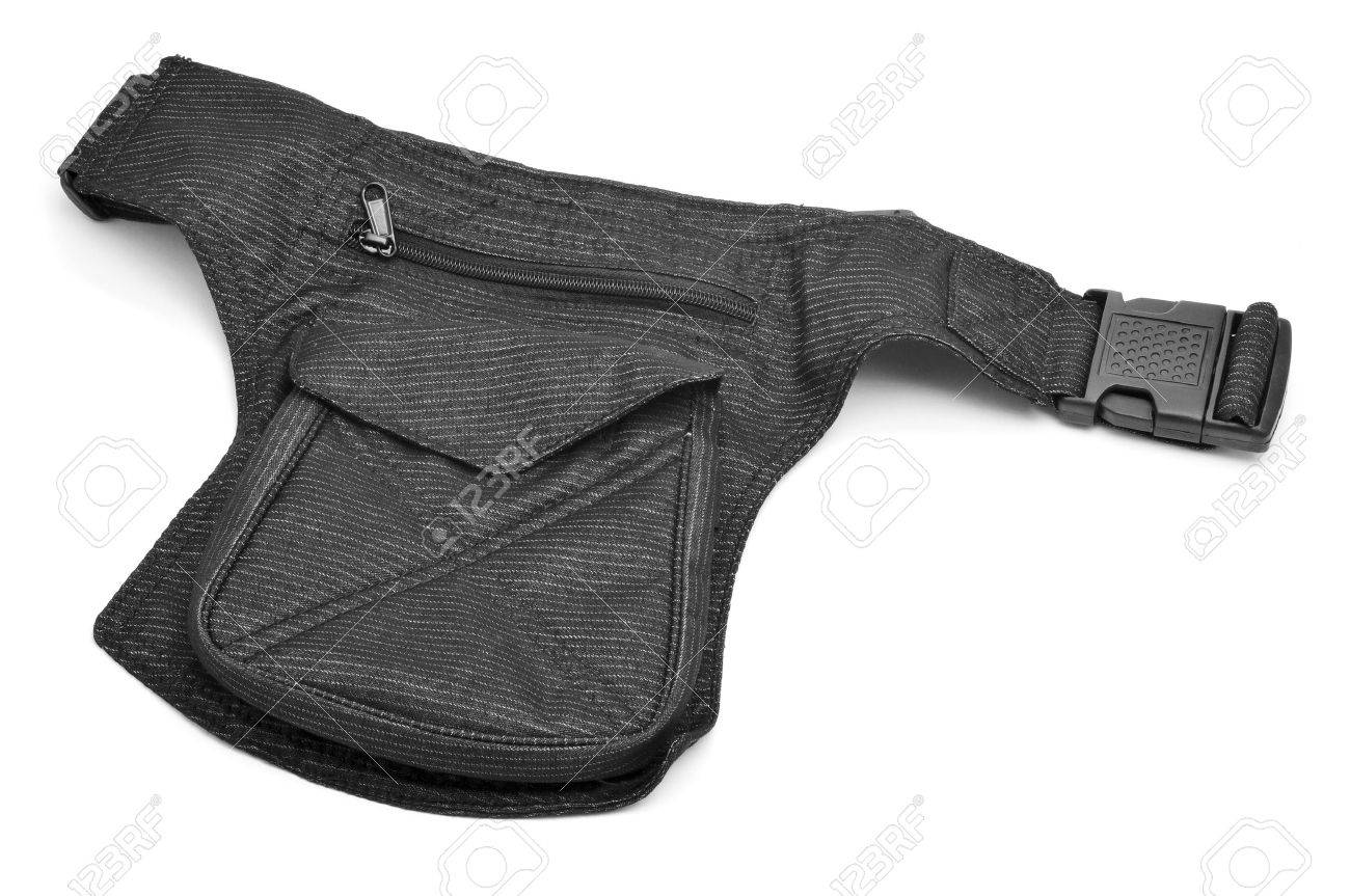 a denim hip bag with different pockets on a white background - 23125883 a denim hip bag with different pockets on a white background - 23125883