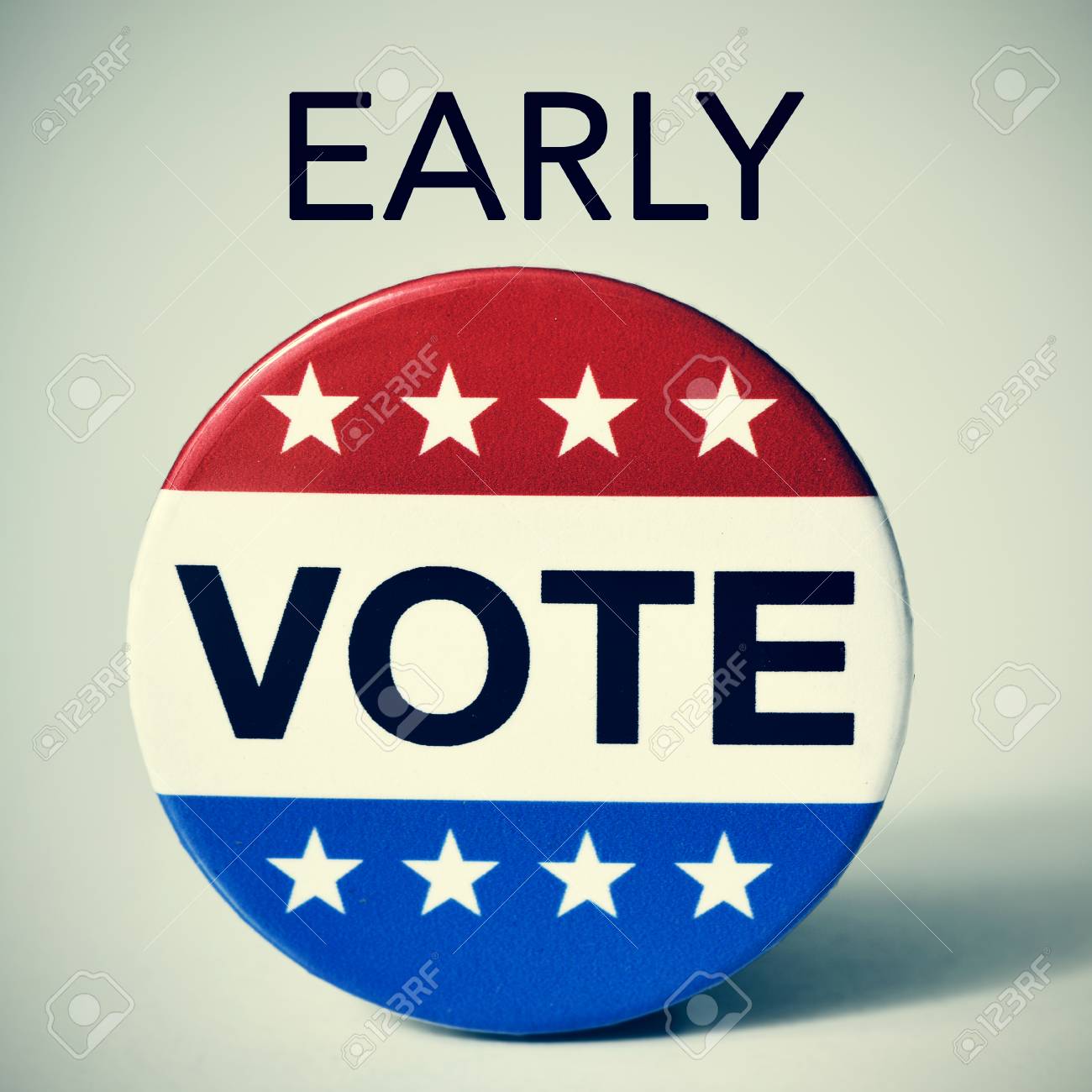 closeup of a badge with the word vote written in it, and the word early, for the early vote in the United States election, with a slight vignette added - 65455979 closeup of a badge with the word vote written in it, and the word early, for the early vote in the United States election, with a slight vignette added - 65455979