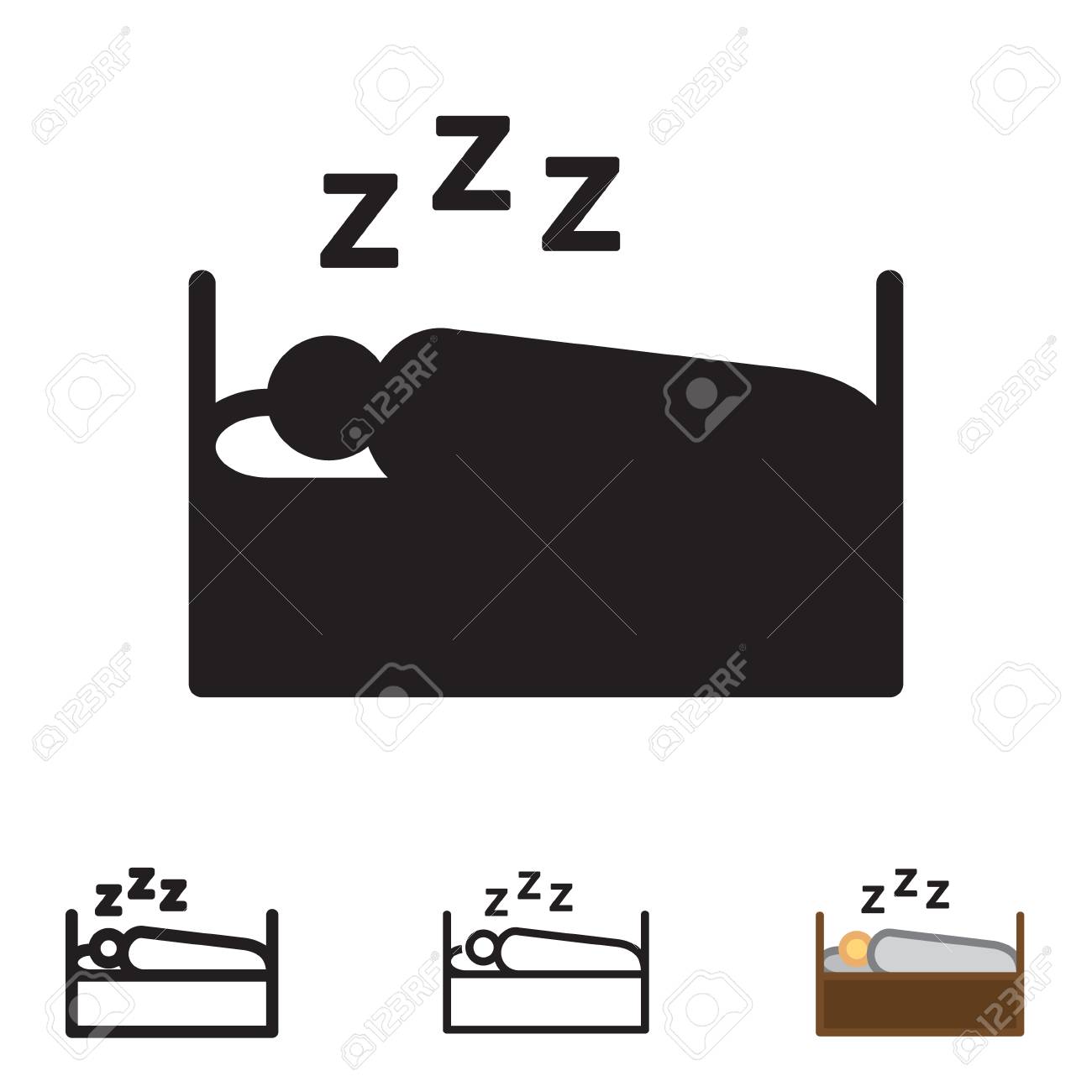 Personne Qui Dort Icone Dans Le Vecteur De Quatre Variations Clip Art Libres De Droits Vecteurs Et Illustration Image