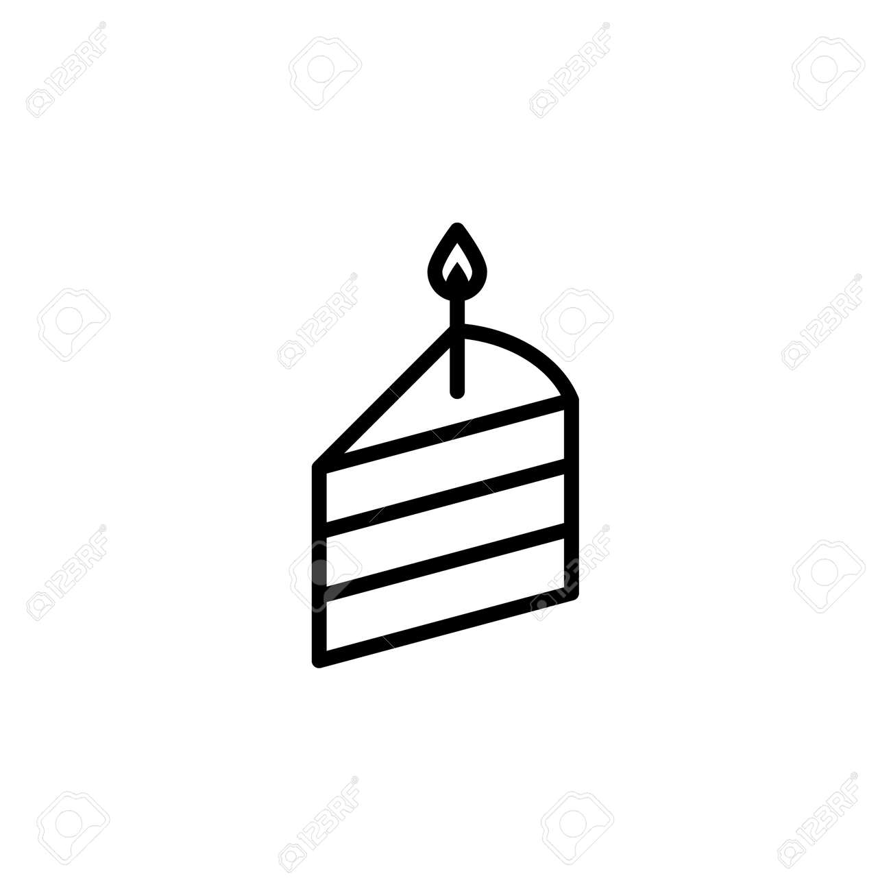 Birthday Cake Slice Vector Icon. Outlined Slice Of A Cake With A Candle  Isolated On White Background. Minimalist Line Art. Royalty Free SVG,  Cliparts, Vectors, and Stock Illustration. Image 158394742.