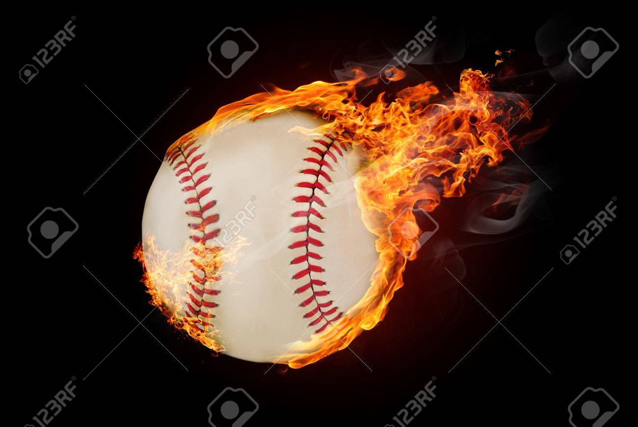 野球ボール火災 ダウン飛んでください 飛んでください の写真素材 画像素材 Image