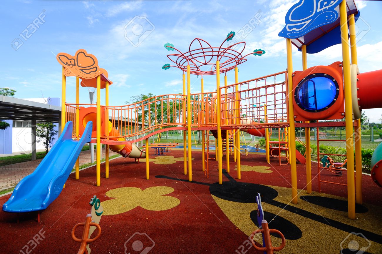 Children Outdoor Playground Located At The Housing Area In Selangor Malaysia It Was Design With Few Different Themes To Give Different Experience To The Kids Stock Photo Picture And Royalty Free
