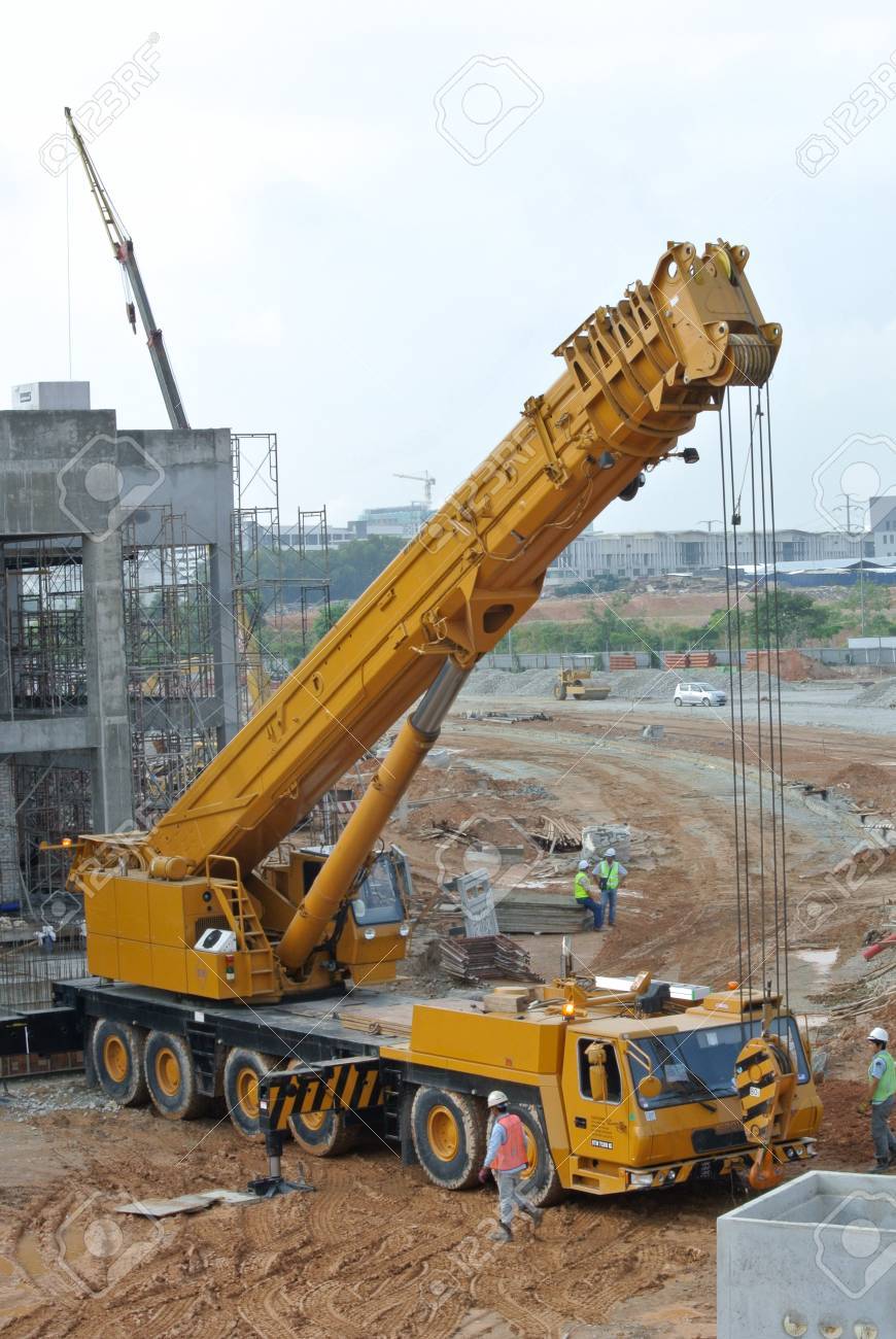Mobile Crane Is The Heavy Machine Used To Lifting Heavy Material At Construction Site Stock Photo Picture And Royalty Free Image Image