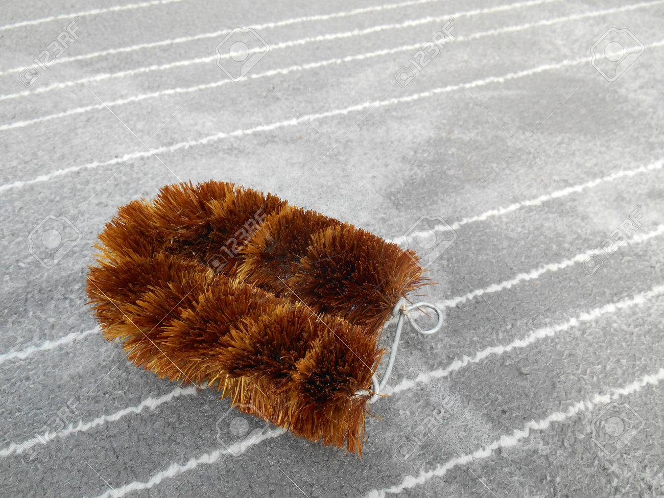 Il Cocco Della Spazzola è Fatta Dal Coconut Hush Spazzola Di Pulizia Biodegradabile Utilizzato Insieme Al Detersivo Per Lavare Il Tappeto