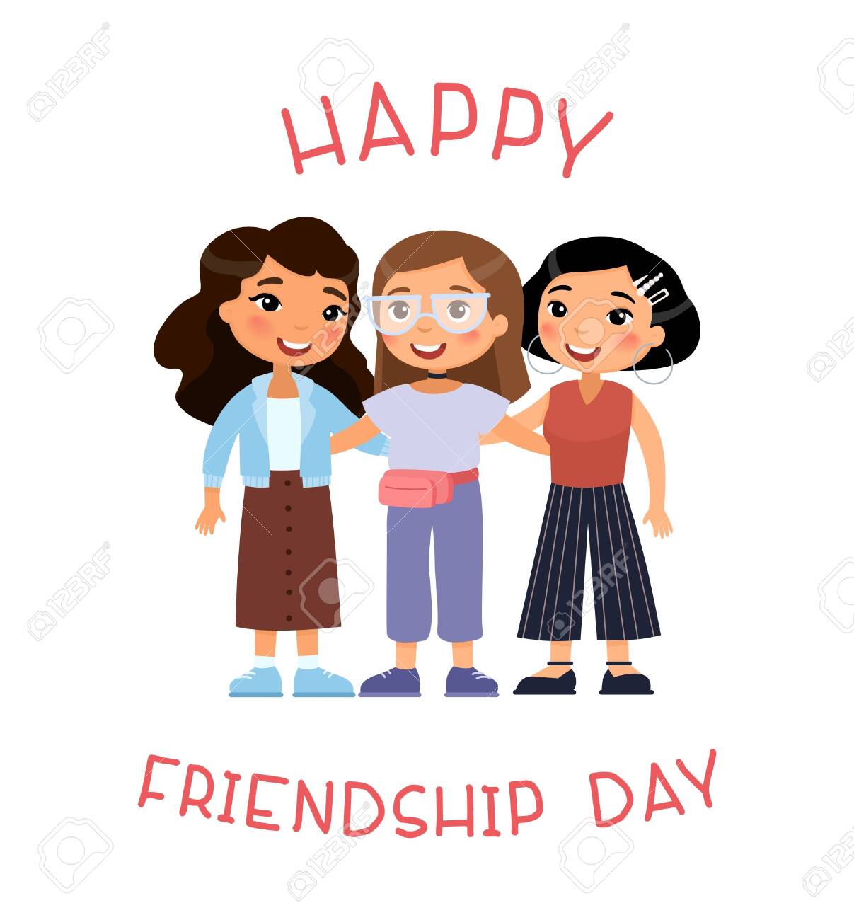 Happy Friendship Day. Three Young International Women Friends ...