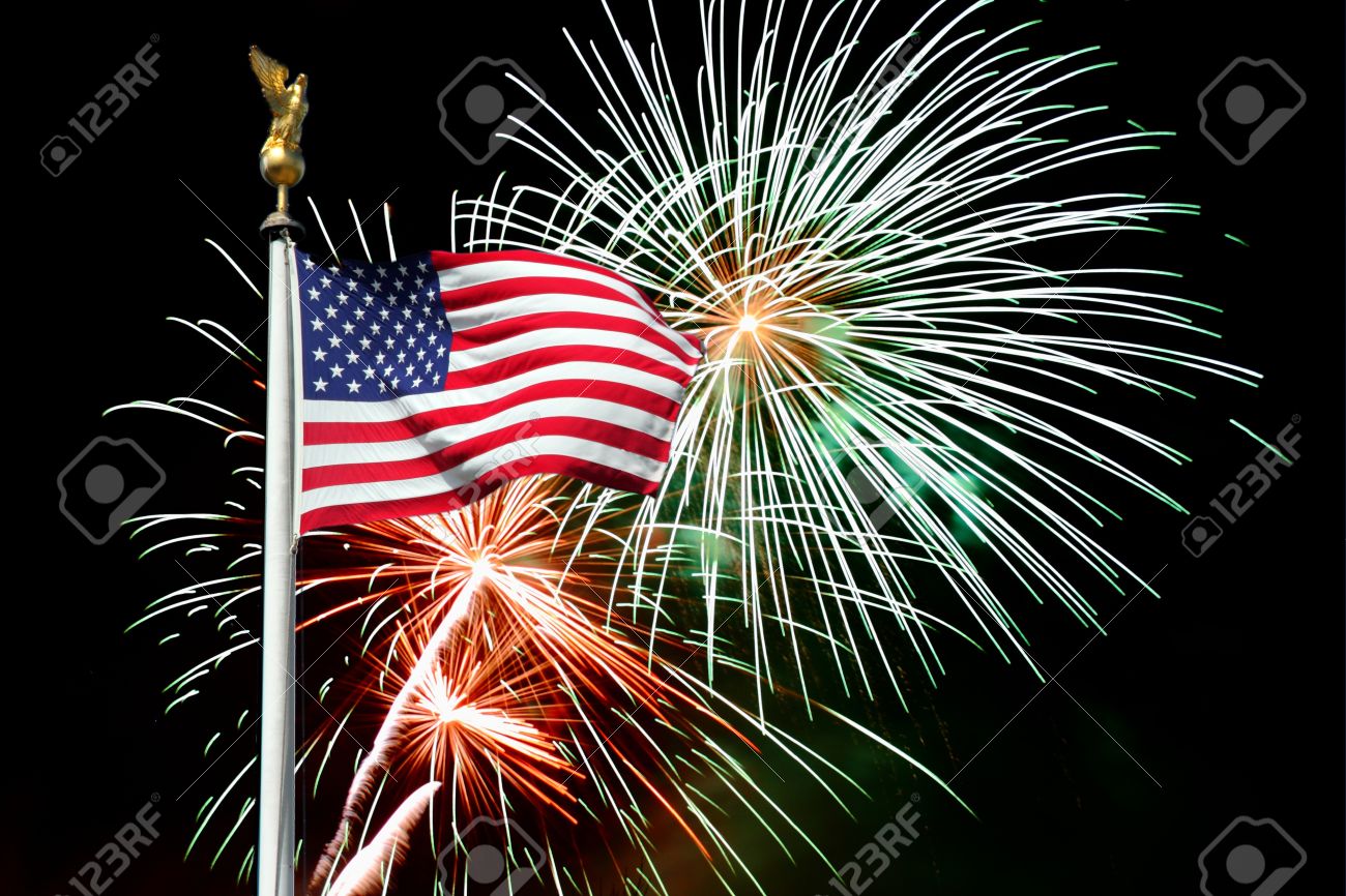 american flag with fireworks in background for celebrating - 13379350 american flag with fireworks in background for celebrating - 13379350