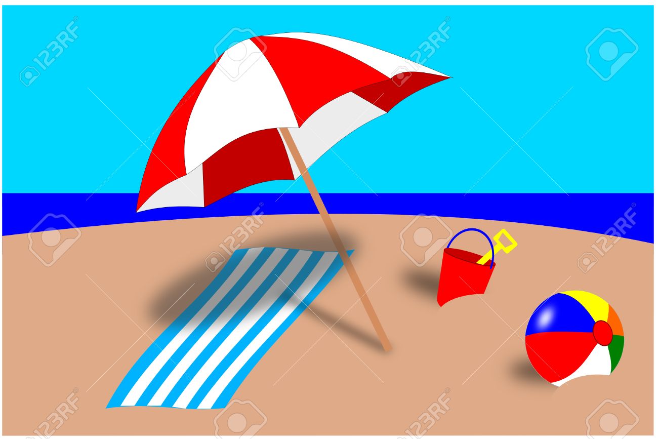 beach towels and umbrellas