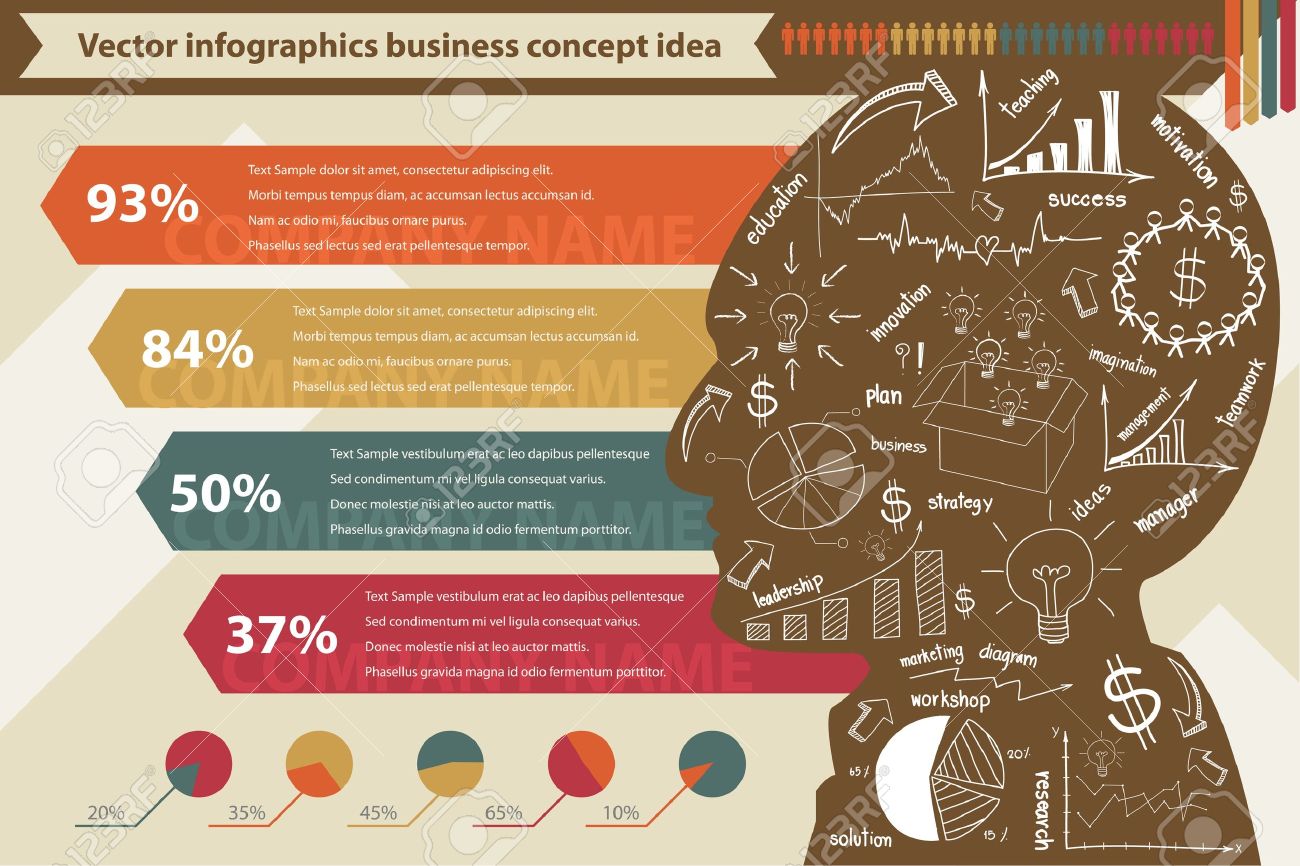 elements of infographics with drawing business strategy plan