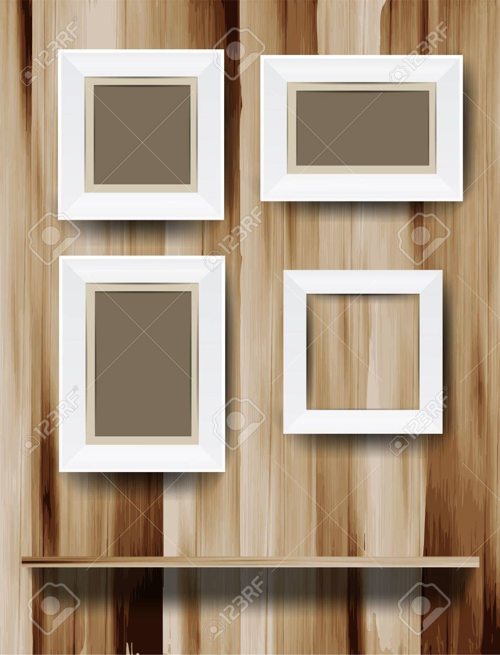 White Modern Frames On Wood Wall Vector Illustration Royalty Free - White Modern Frames On Wood Wall Vector Illustration Stock Vector white modern frames on wood wall vector illustration royalty free - white modern frames on wood wall vector illustration stock vector