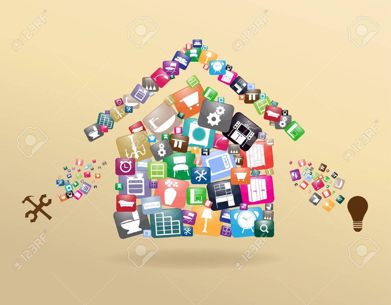 furniture icons in home symbol, home improvement and decoration furniture icons in home symbol, home improvement and decoration
