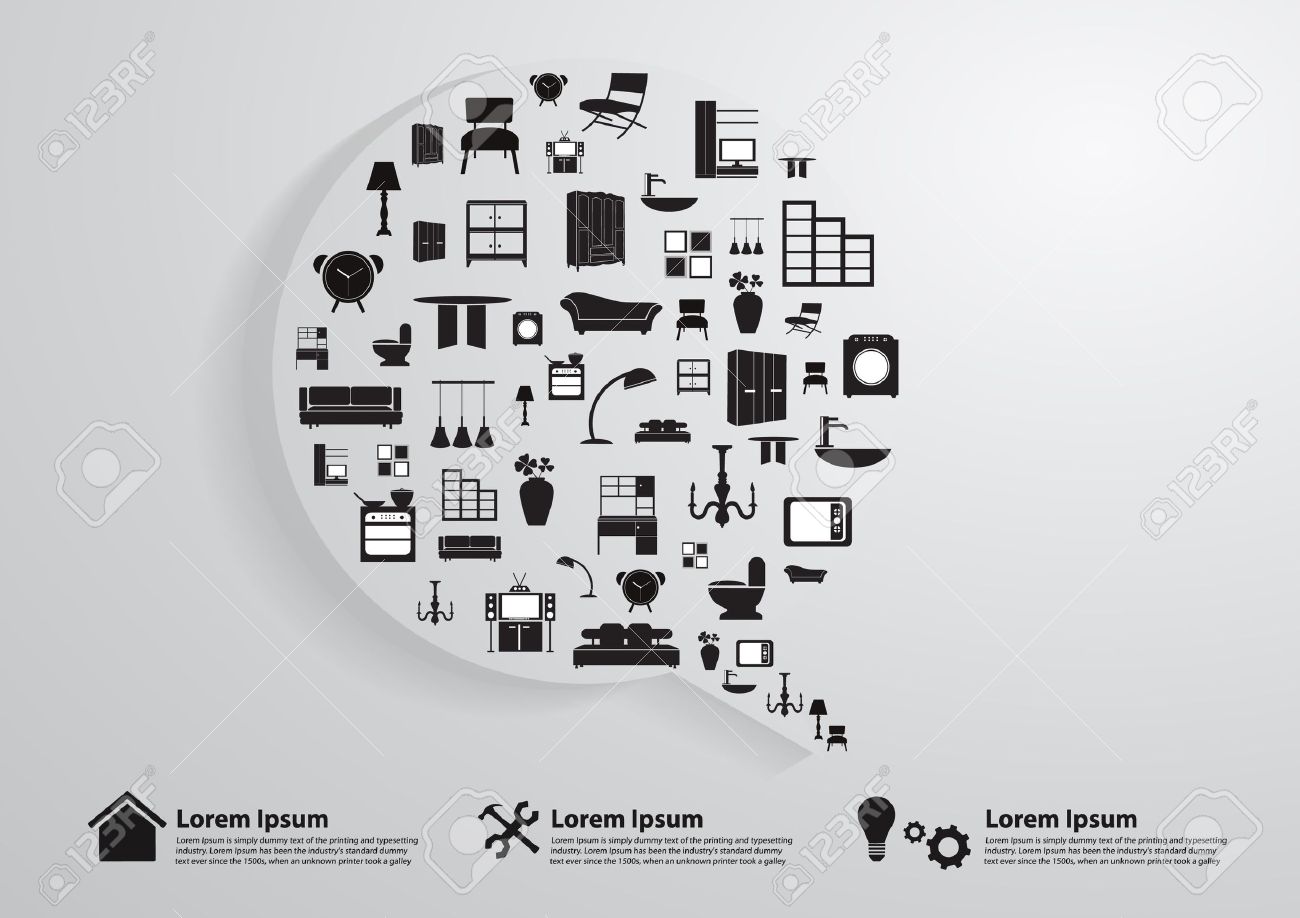 modern business bubble speech template with home furniture icons home improvement and decoration service concept - Home Improvement Design modern business bubble speech template with home furniture icons home improvement and decoration service concept - Home Improvement Design