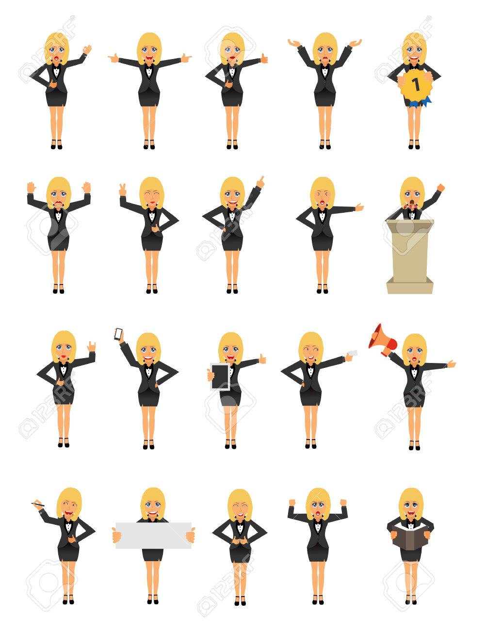 business woman cartoon character ideas concept isolated on white