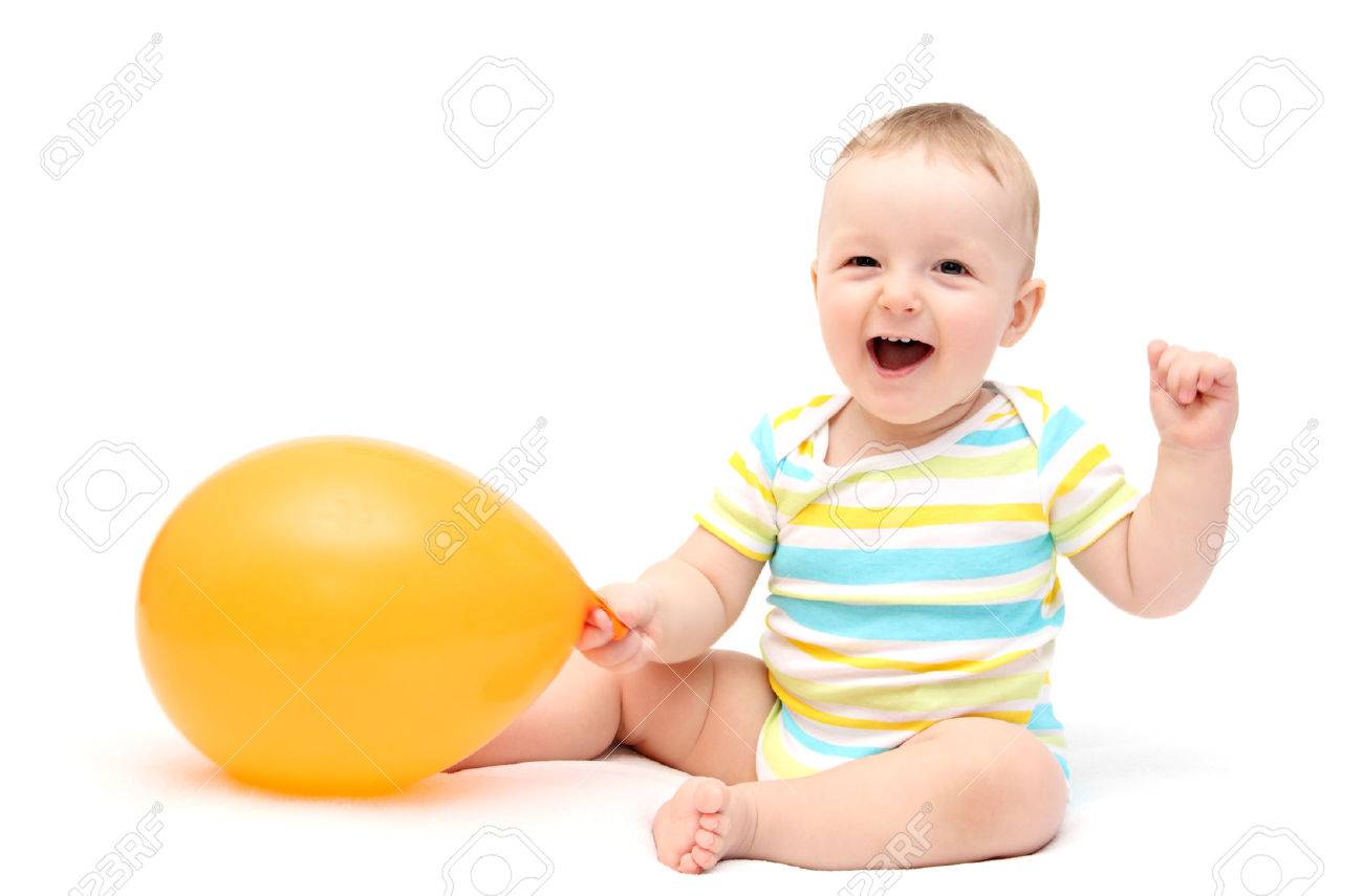 Happy Baby With Balloon Stock Photo Picture And Royalty Free Image Image