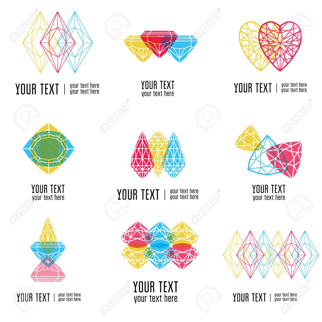 vector set of modern diamond logos colorful design diamond logos
