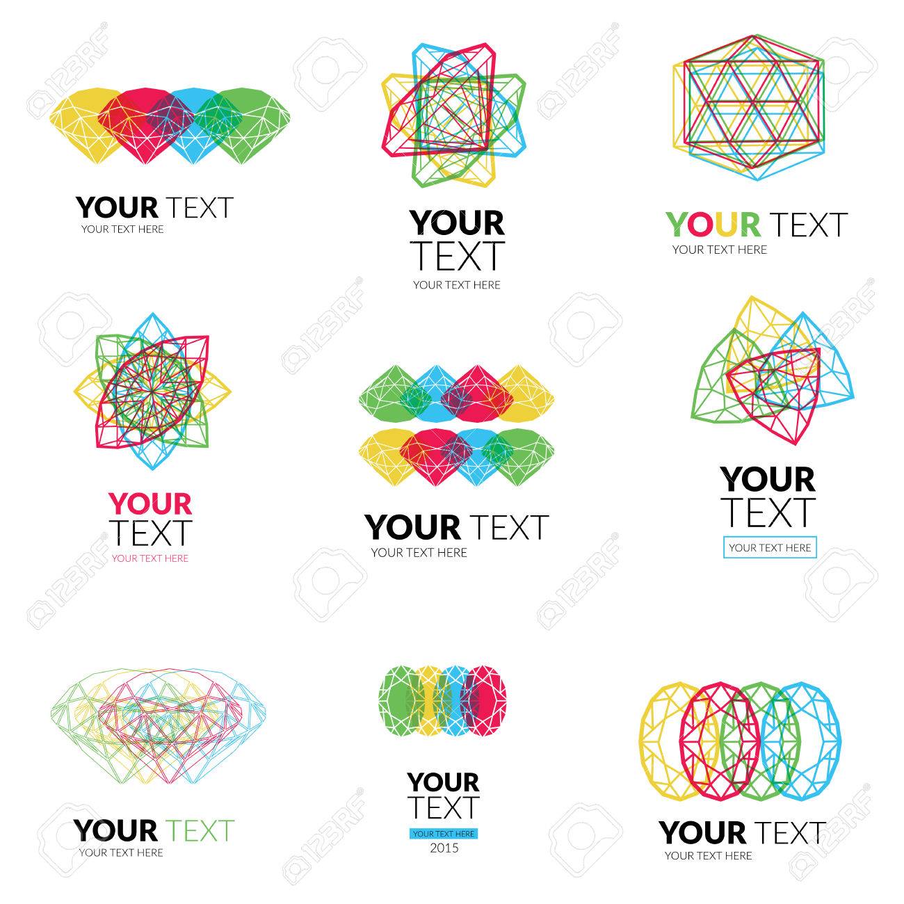 vector set of modern diamond logos colorful design diamond logos