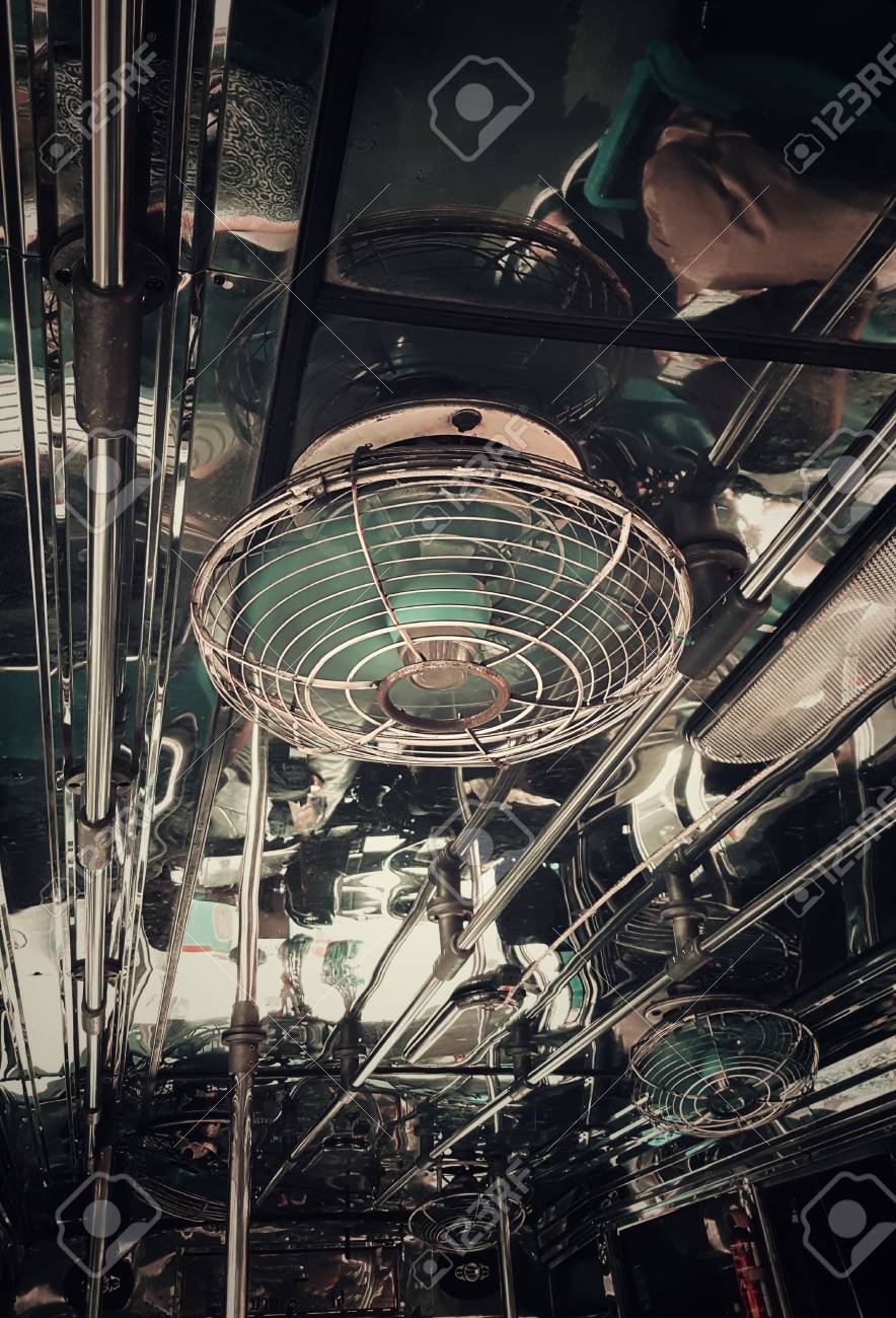 Old Ceiling Fan With Cover Inthemini Bus At Bangkok Thailand