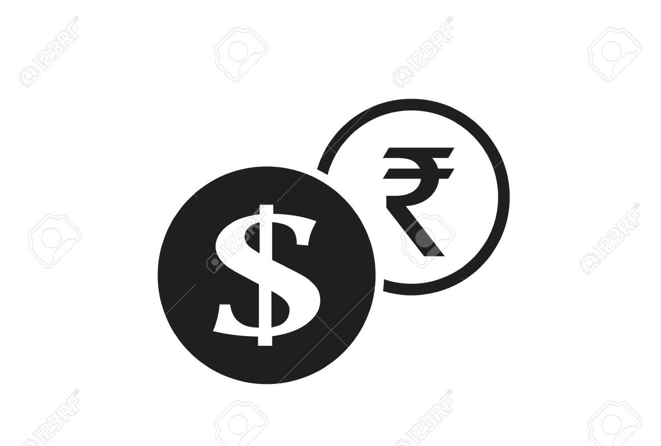 달러에서 인도 루피 환율 아이콘 환전 및 은행 송금 기호 로열티 무료 사진, 그림, 이미지 그리고 스톡포토그래피. Image  148720756