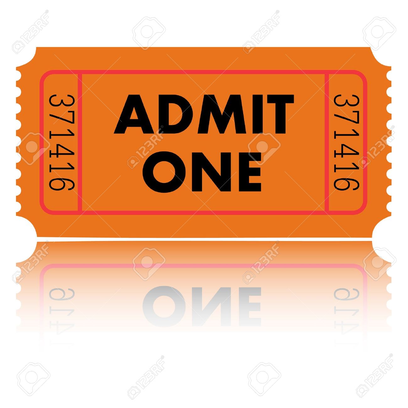 orange admit one ticket stock photo picture and royalty free image