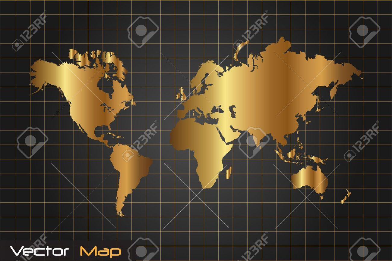 金と黒の世界地図のベクトル イラストのイメージ のイラスト素材 ベクタ Image