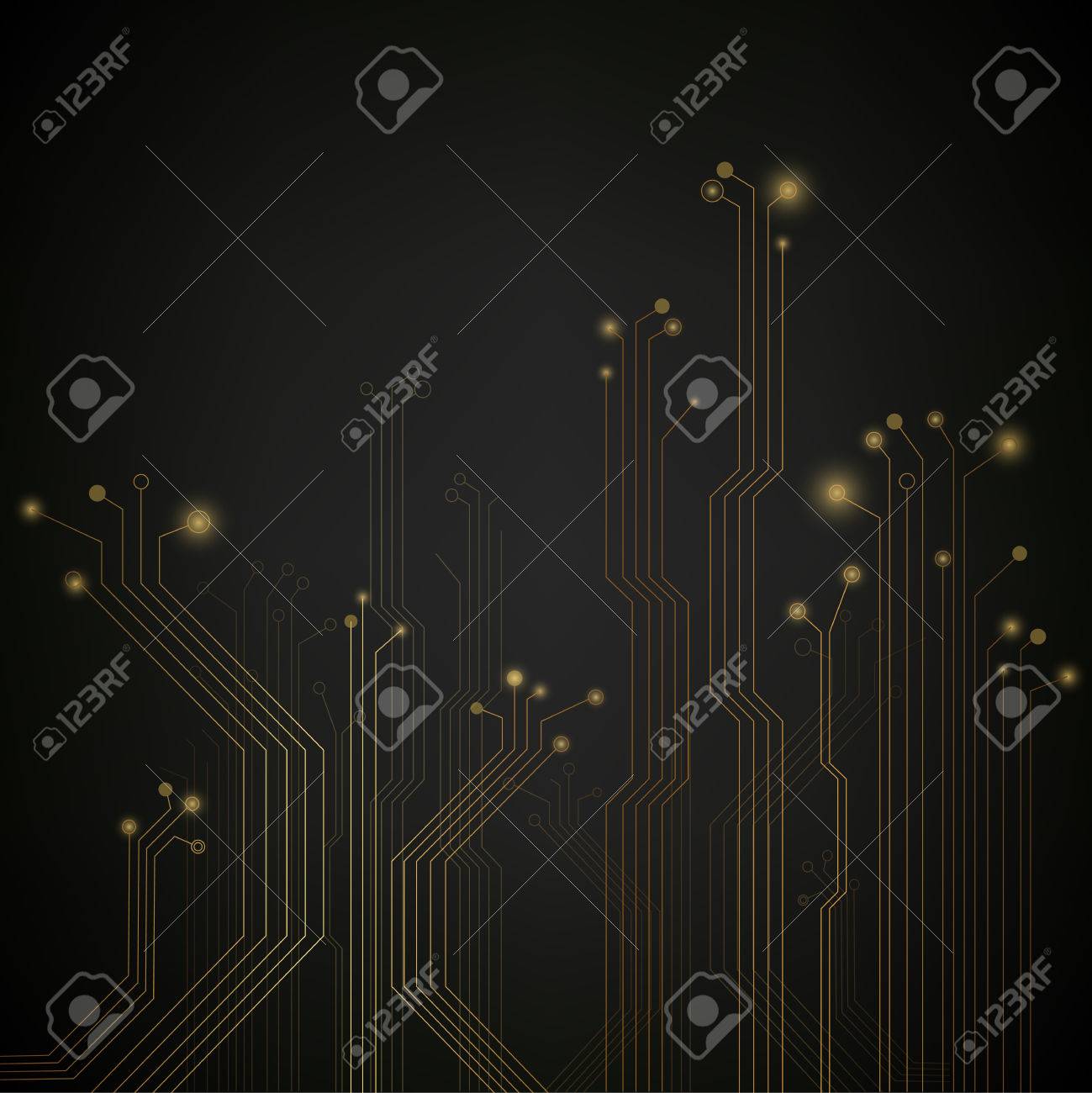 illustration of a black and gold circuit board background royalty