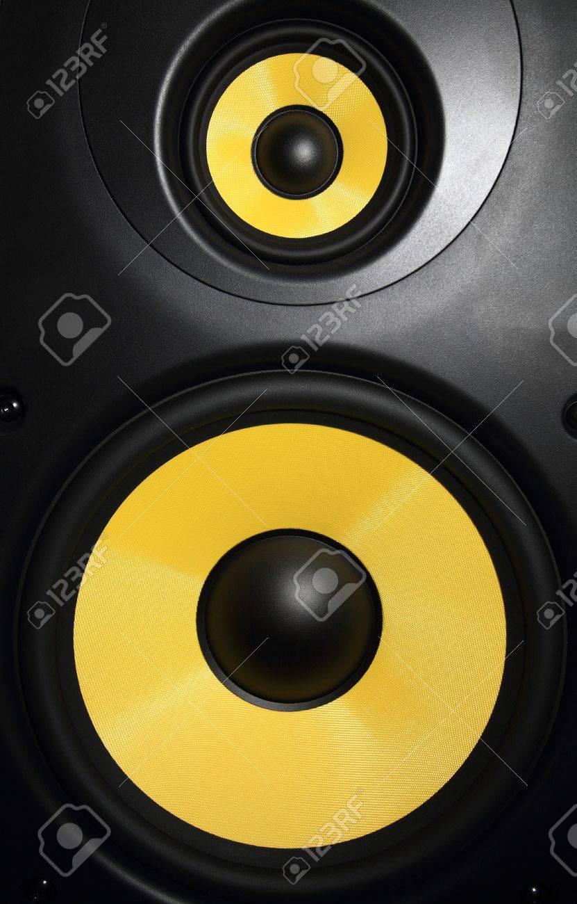 speaker with yellow woofer