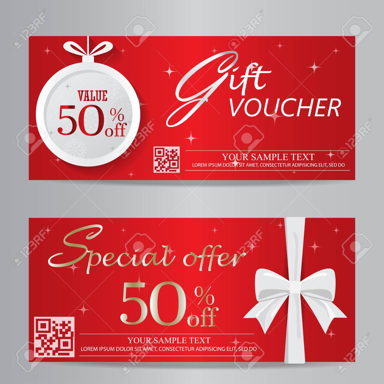 red christmas and new year gift voucher certificate coupon template business coupon template