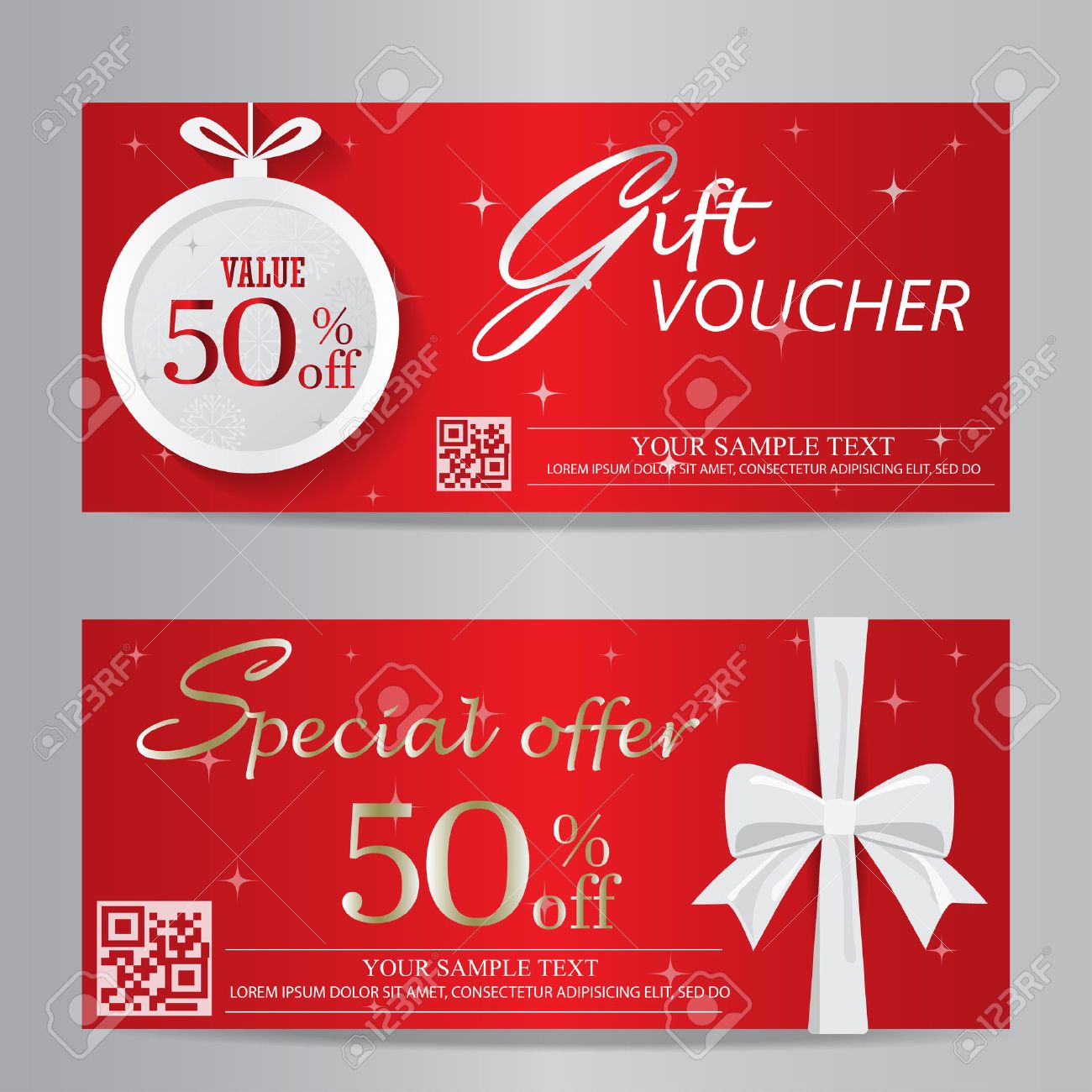 red christmas and new year gift voucher certificate coupon template