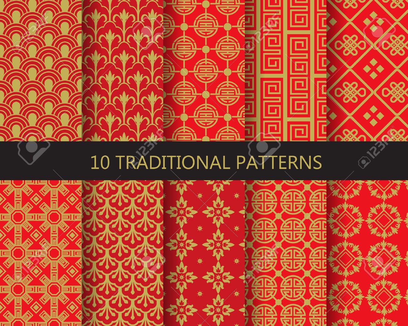 10 different traditional chinese patterns. Endless texture can be used for wallpaper, pattern fills, web page background,surface textures. - 51930709 10 different traditional chinese patterns. Endless texture can be used for wallpaper, pattern fills, web page background,surface textures. - 51930709