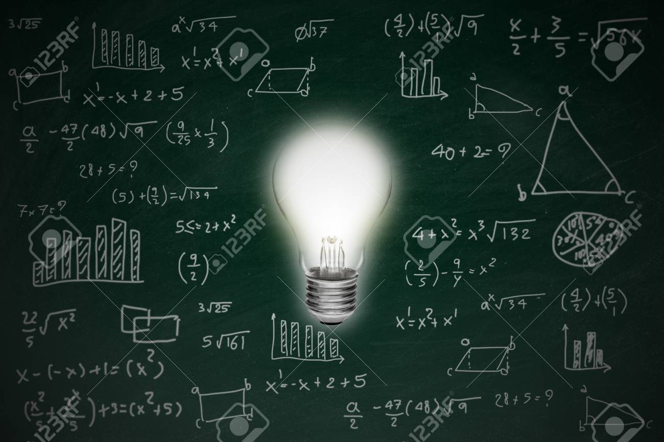 chalkboard with math formula and idea concept bright glowing stock chalkboard with math