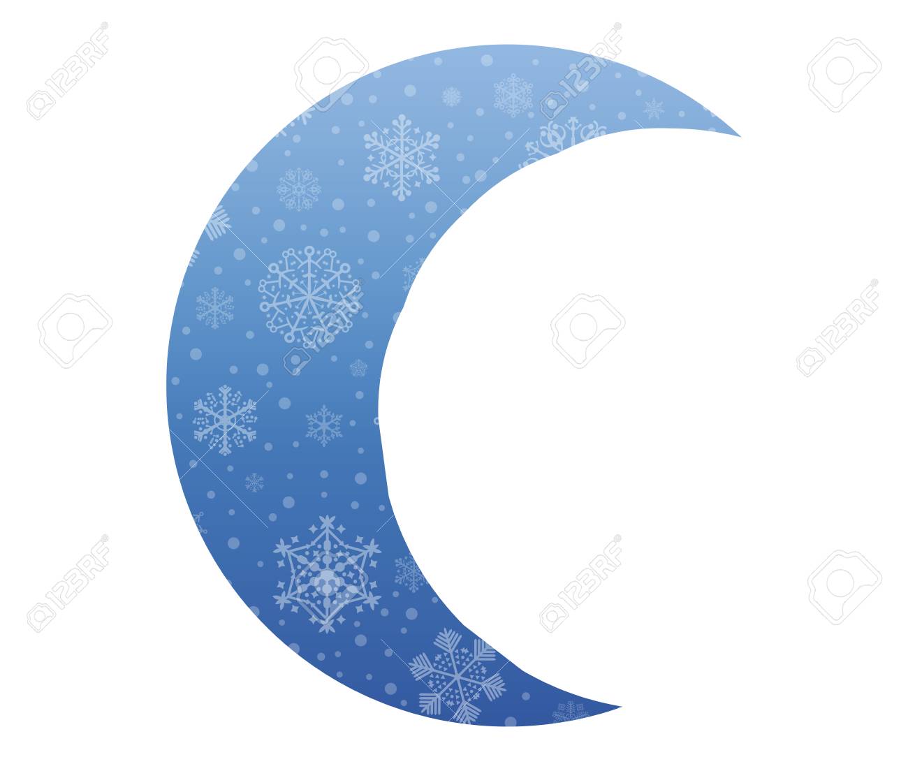 月の雪とクリスマスのアイコンのイラスト素材 ベクタ Image