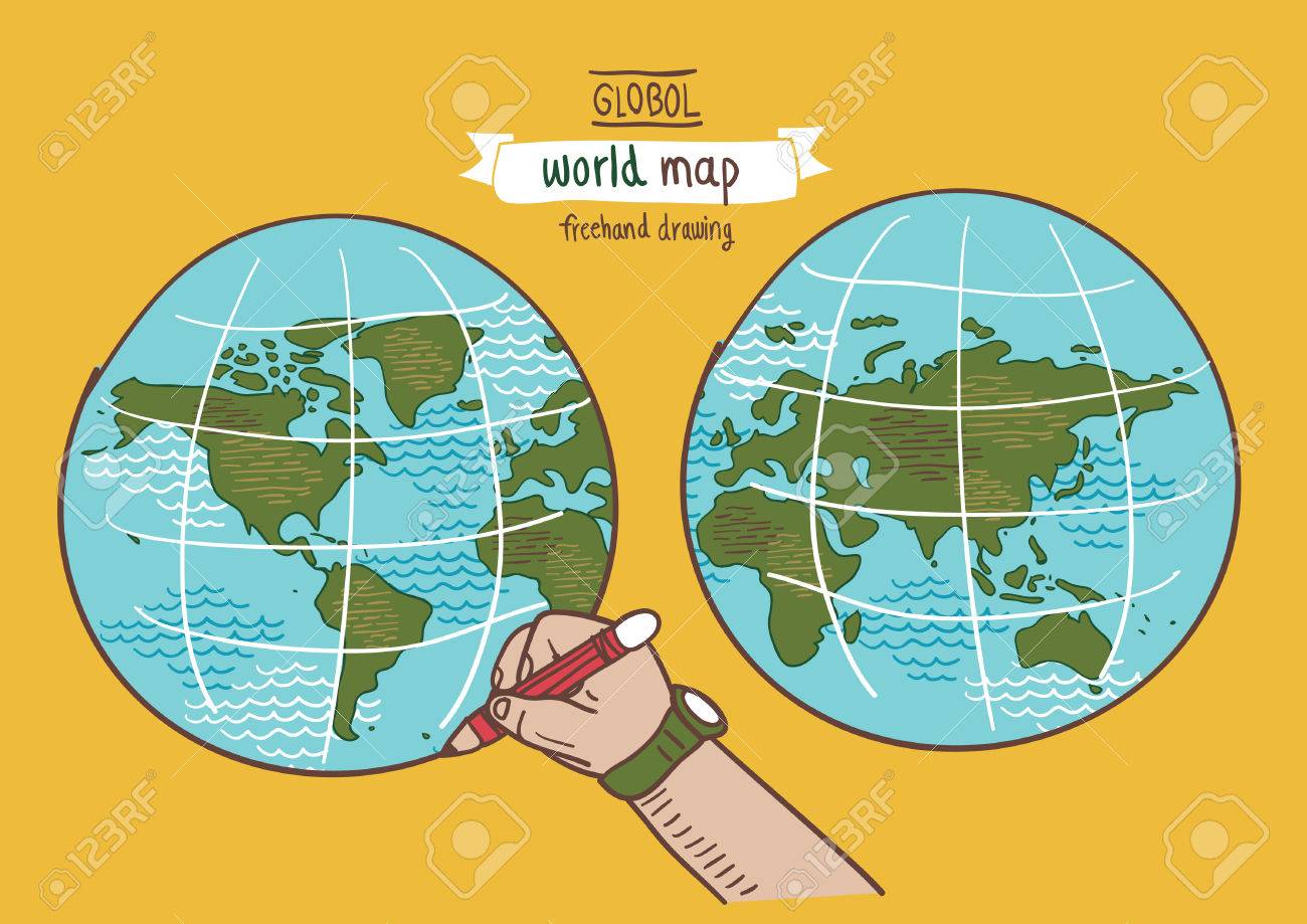世界地図スケッチ ベクトルには フリーハンド描画のイラスト素材 ベクタ Image 世界地図スケッチ ベクトルには フリーハンド描画のイラスト素材 ベクタ Image