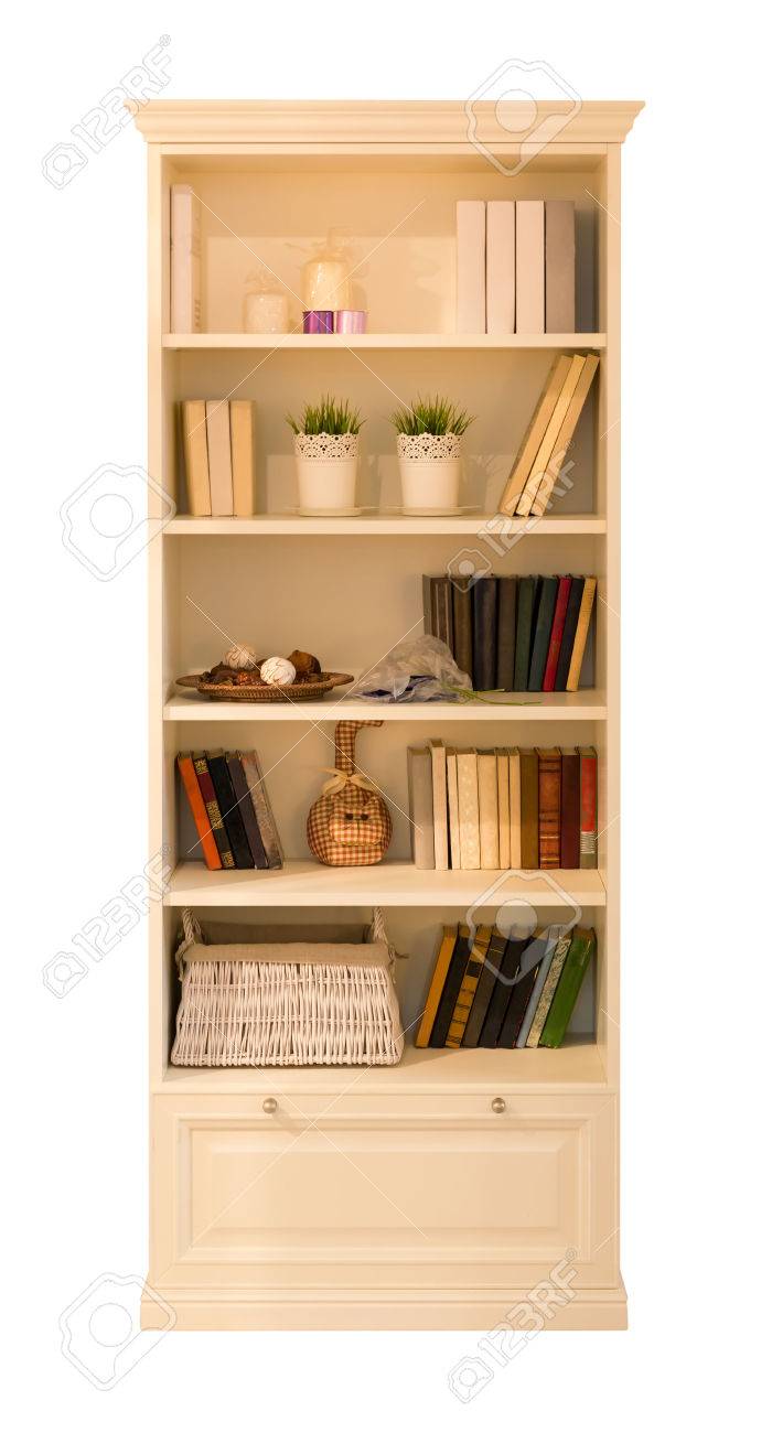 Wooden Cupboard For Books Isolated On 