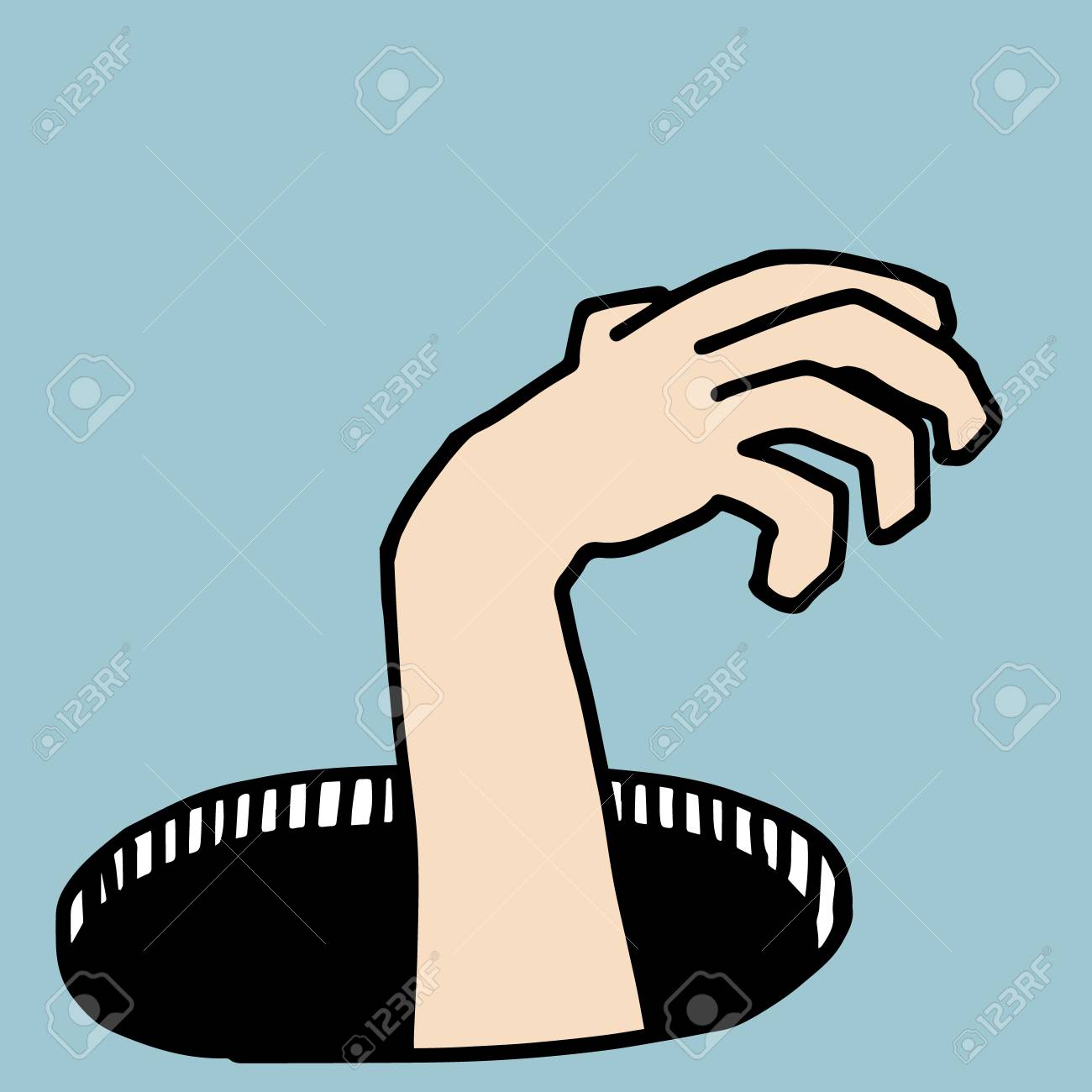 穴から手を上げるのイラスト のイラスト素材 ベクタ Image