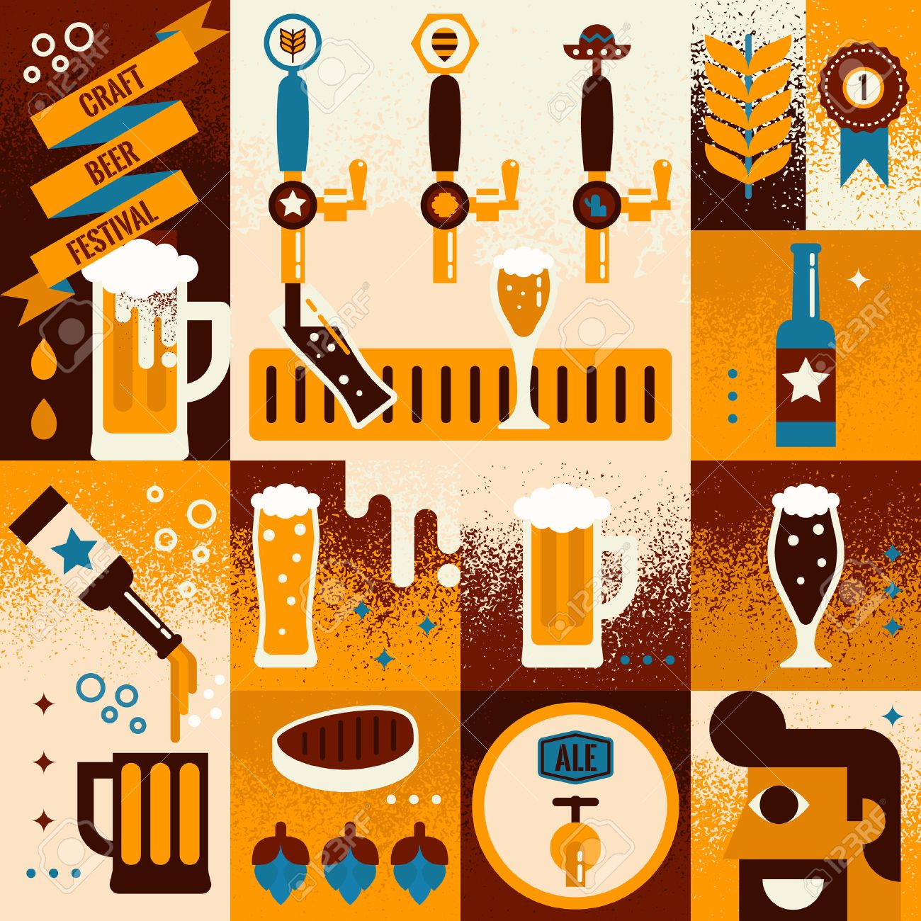 Illustration of beer concept collage background with elements - 47336549 Illustration of beer concept collage background with elements - 47336549