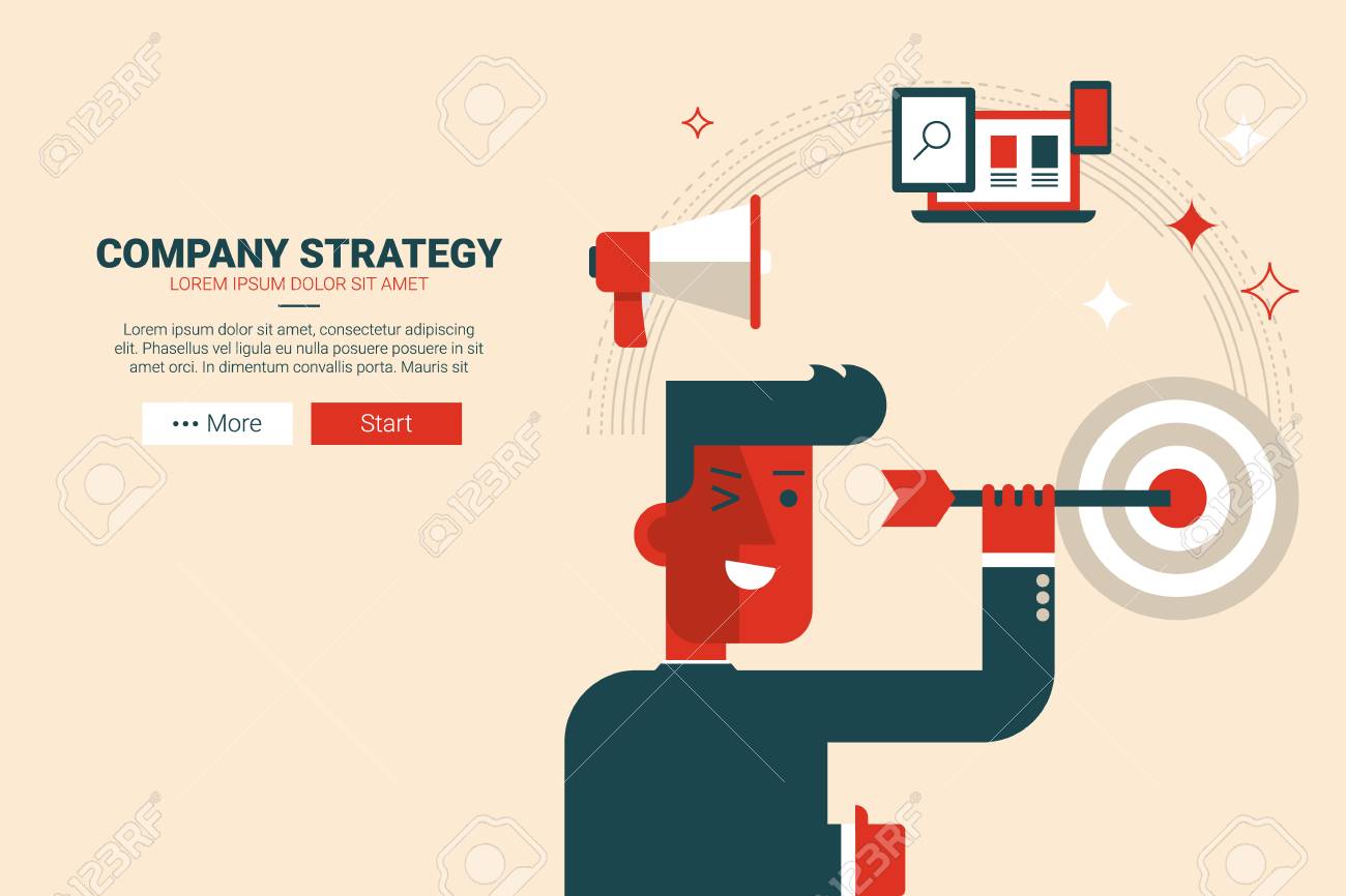 company strategy concept flat design for landing page website