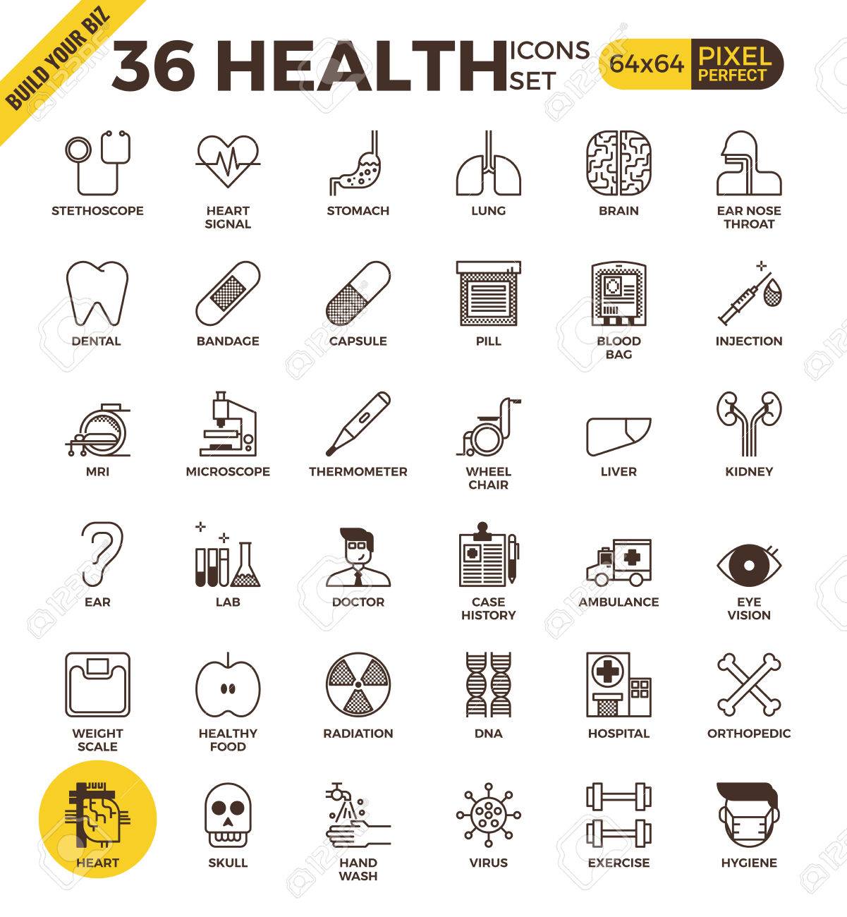 Health and medical pixel perfect outline icons modern style for website - 55073562 Health and medical pixel perfect outline icons modern style for website - 55073562