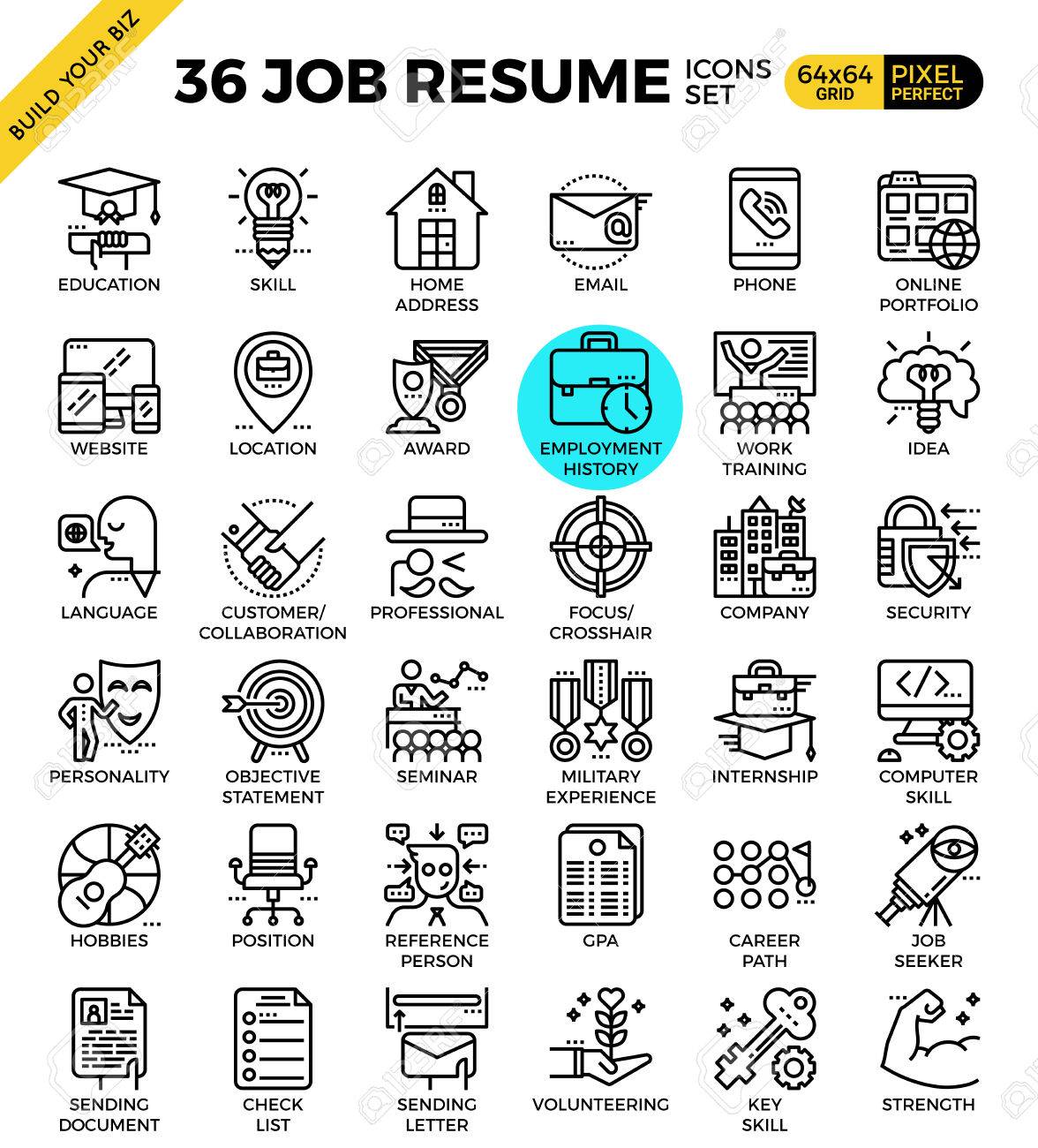 Job Resume outline icons modern style for website or print illustration - 60681521 Job Resume outline icons modern style for website or print illustration - 60681521