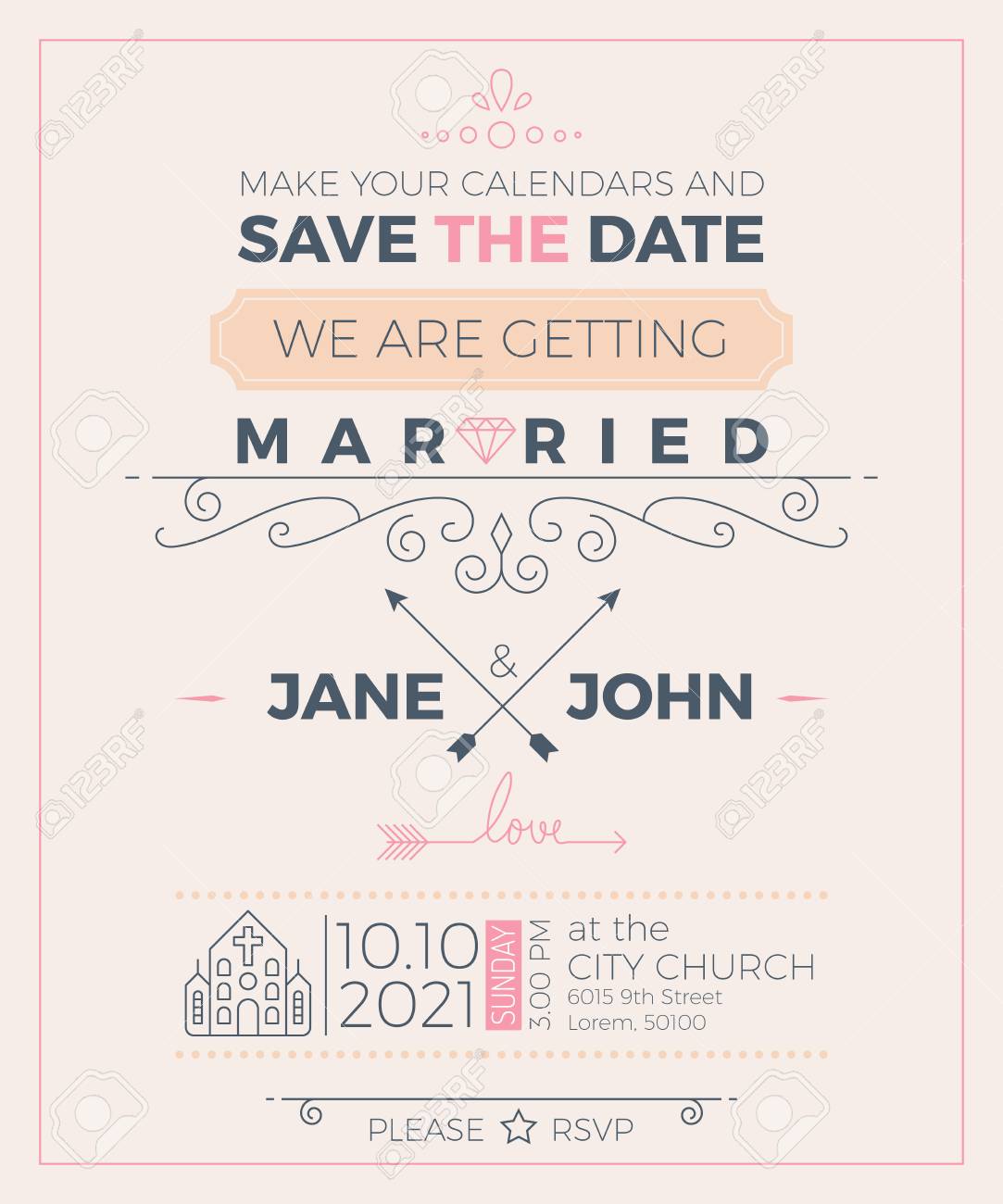 vintage wedding invitation card template with clean simple simple invitation card