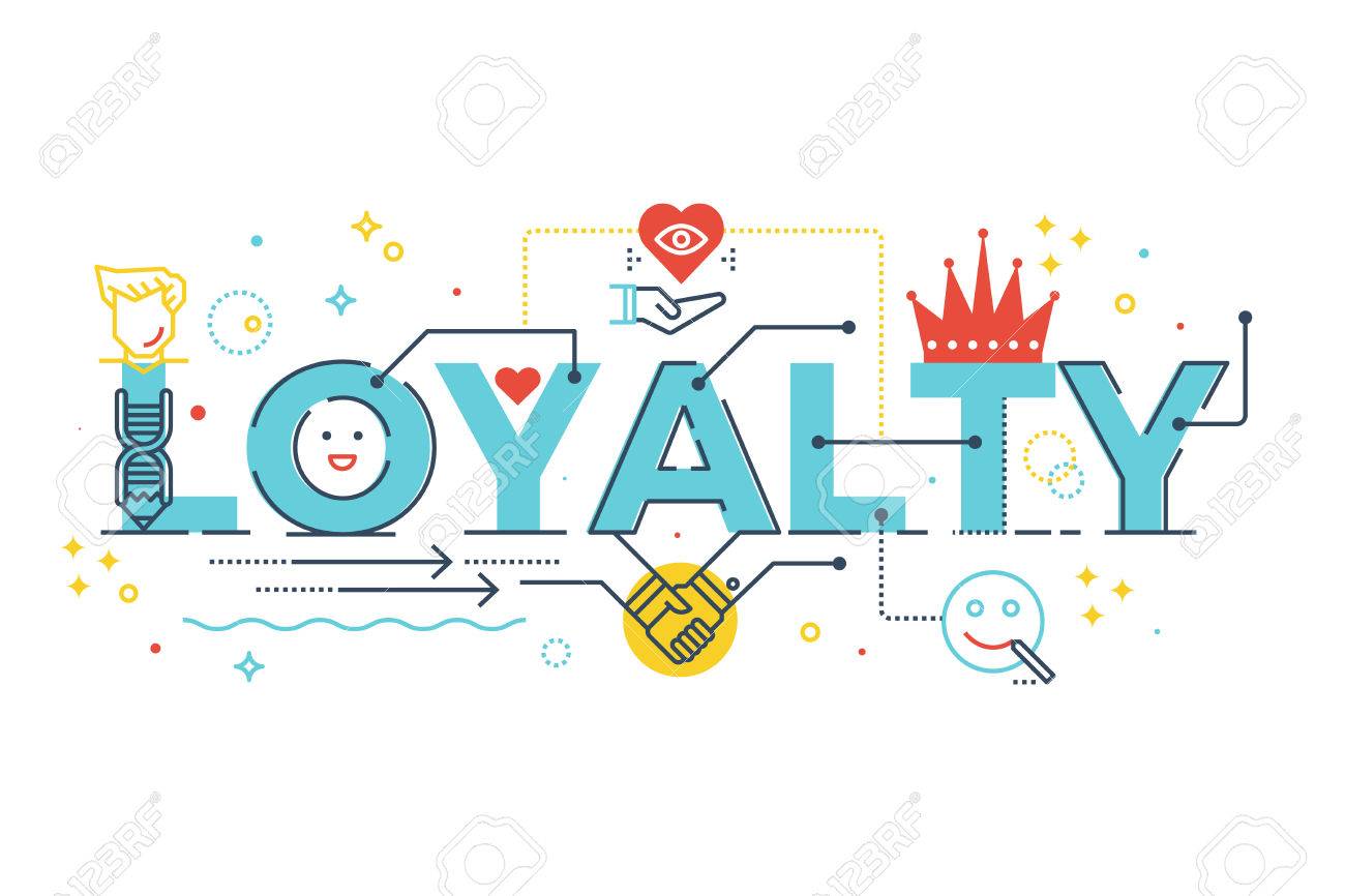 Loyalty word lettering typography design illustration with line icons and ornaments in blue theme - 63576669 Loyalty word lettering typography design illustration with line icons and ornaments in blue theme - 63576669