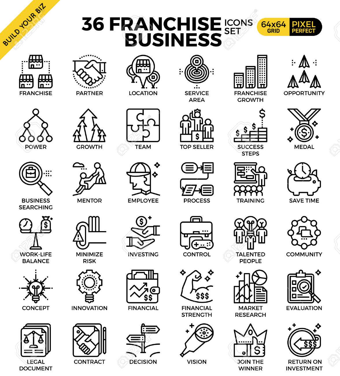 Franchise business outline icons modern style for website or print illustration - 63576667 Franchise business outline icons modern style for website or print illustration - 63576667