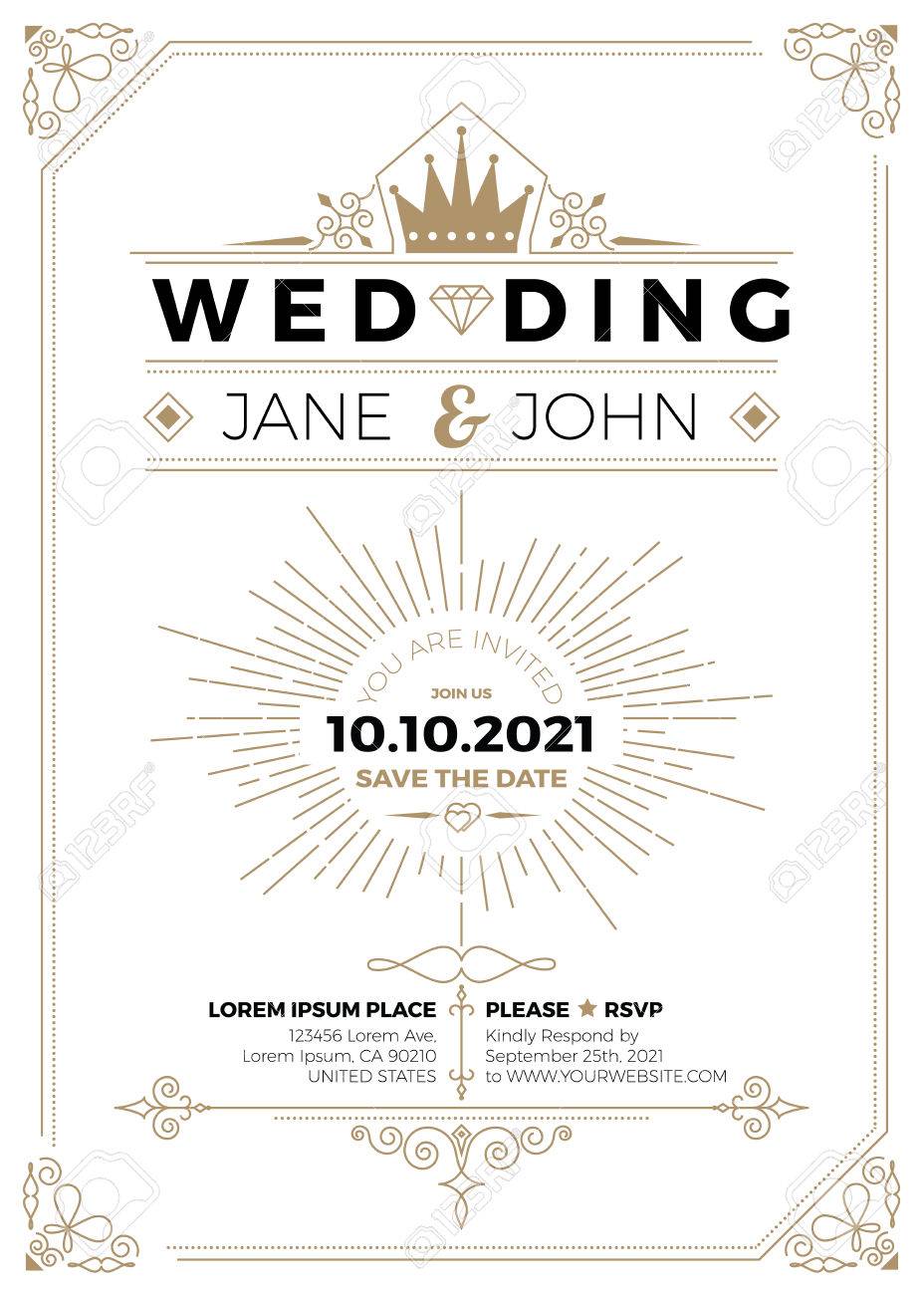 vintage wedding invitation card a5 size frame layout print template size of rsvp card